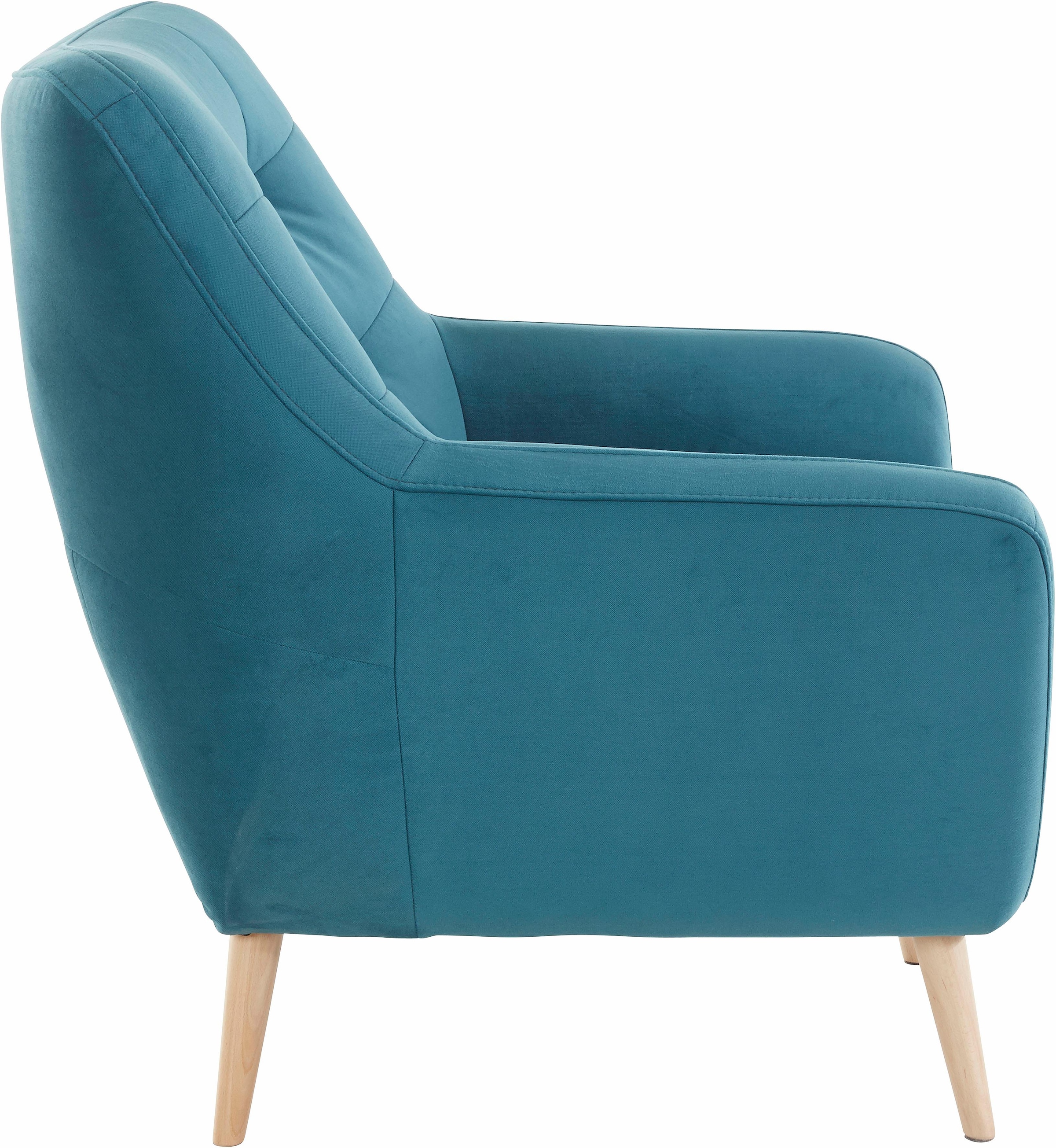 exxpo - sofa fashion Fauteuil »Scandi, Loungesessel mit tollem Sitzkomfort, hochwertige Polsterung« bequem, hohe Holzfüsse