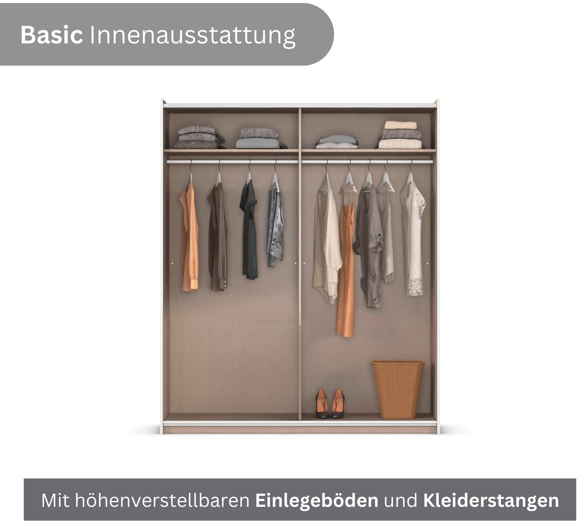 GOODproduct Kleiderschrank »Mehrzweckschrank Aktenschrank Möbel Mietswohnung TOPSELLER  ASTANA« 3 Ausstattungen BASIC/CLASSIC/PREMIUM (inkl. SOFT-CLOSE-FUNKTION),  mit 3 Spiegelelementen, Metallgriffleisten alufarbig MADE IN GERMANY