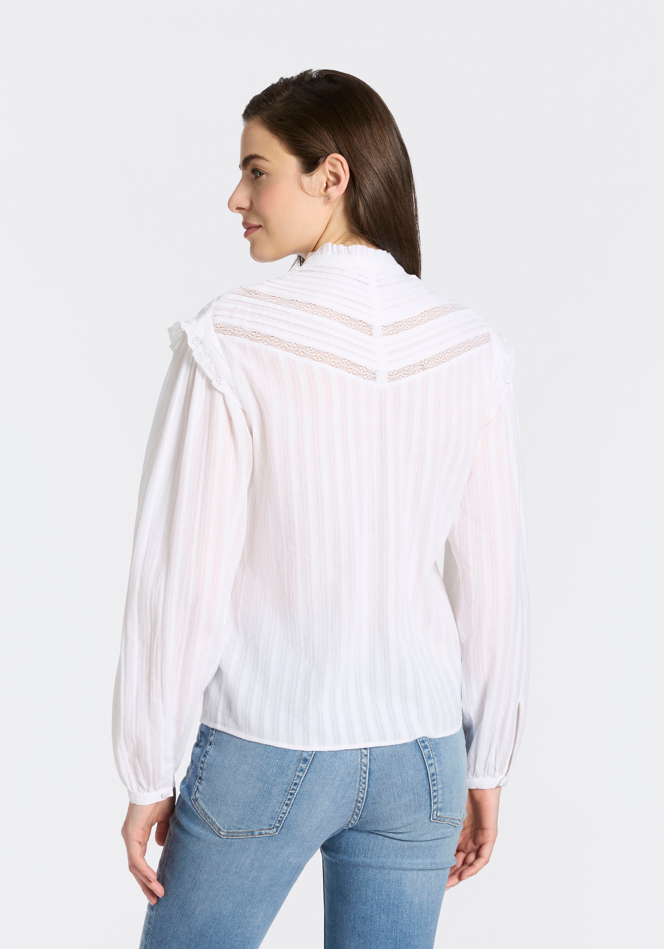 BOSS ORANGE Blouse à enfiler »Bancet Premium Damenmode« mit Stehkragen & Spitze