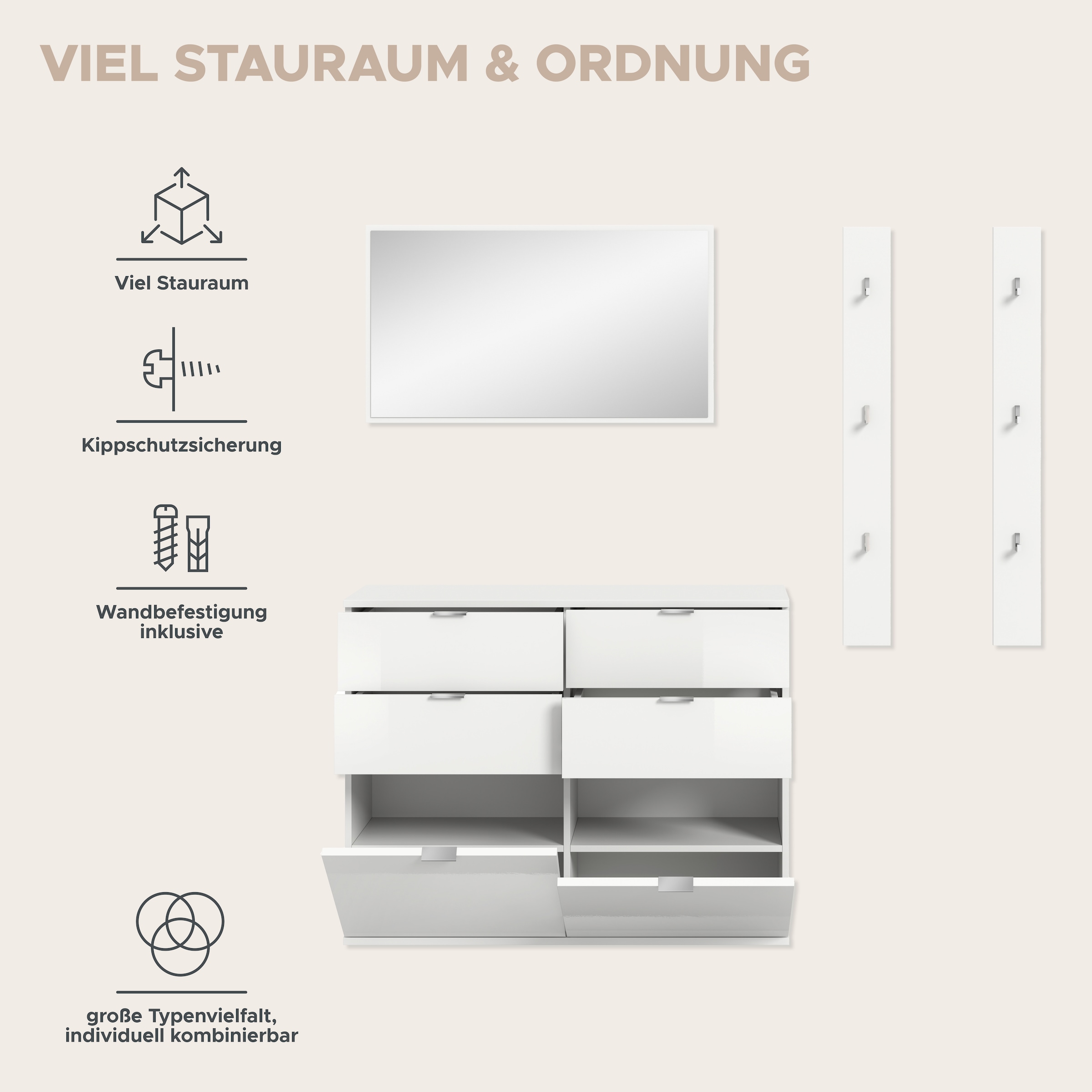 Home affaire Garderoben-Set »Trondheim, Garderobenset 3-tlg. Breite 171 cm,« 3 Stk. tlg.