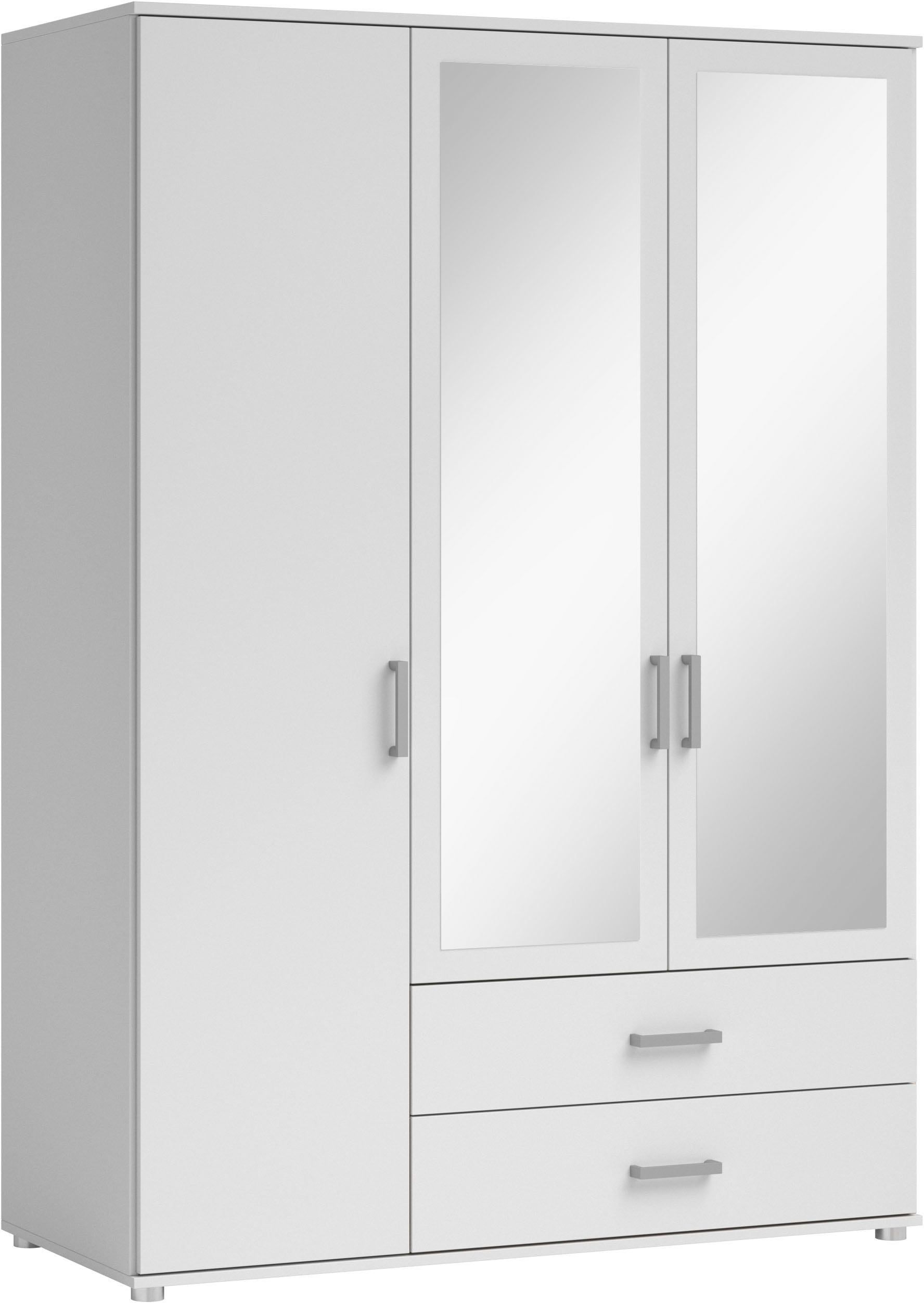 Schlafkontor Drehtürenschrank »Ivar Kleiderschrank mit Spiegel« inklusive 2 Spiegeltüren und 2 farblich abgesetzten Schubkästen