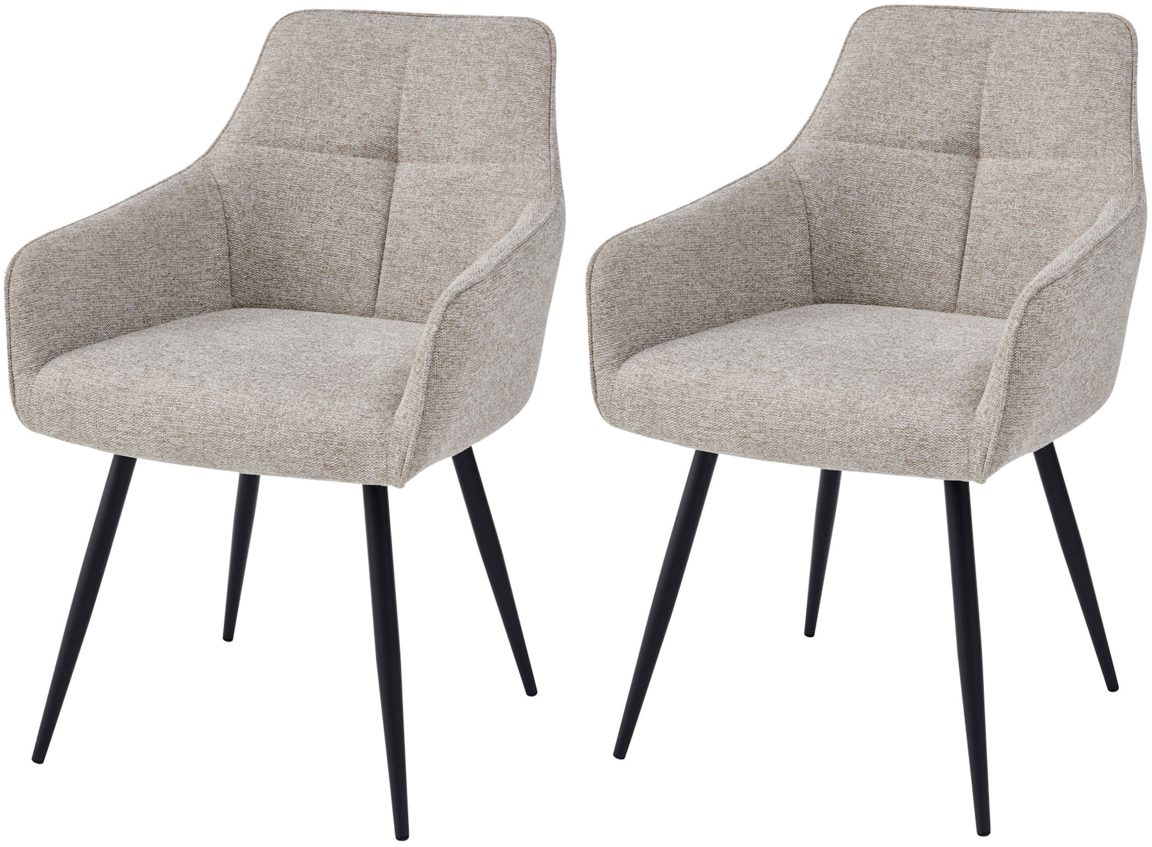 HELA Chaise avec accoudoirs »VERONA« (Ensemble) 2 cuisfauteuil, panier à ressorts, structure tube rond, 4 pieds, rembourré, accoudoirs
