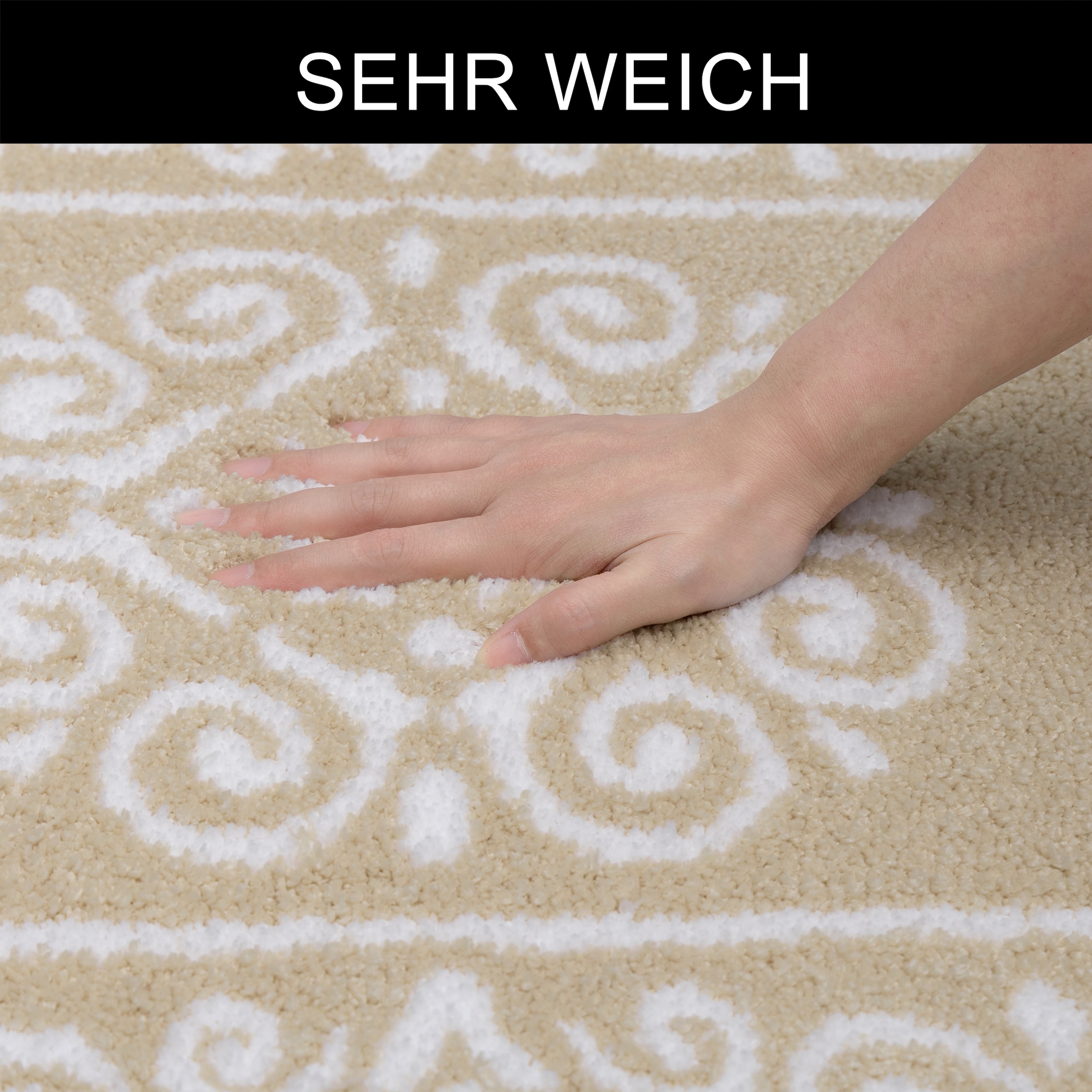 GOODproduct Tapis de bain »Dafna, Badteppich, Badvorleger, Badezimmer Teppich« Höhe 12 mm revêtement antidérapant Séchage rapide | compatible chauffage au sol style orientale, design vintage