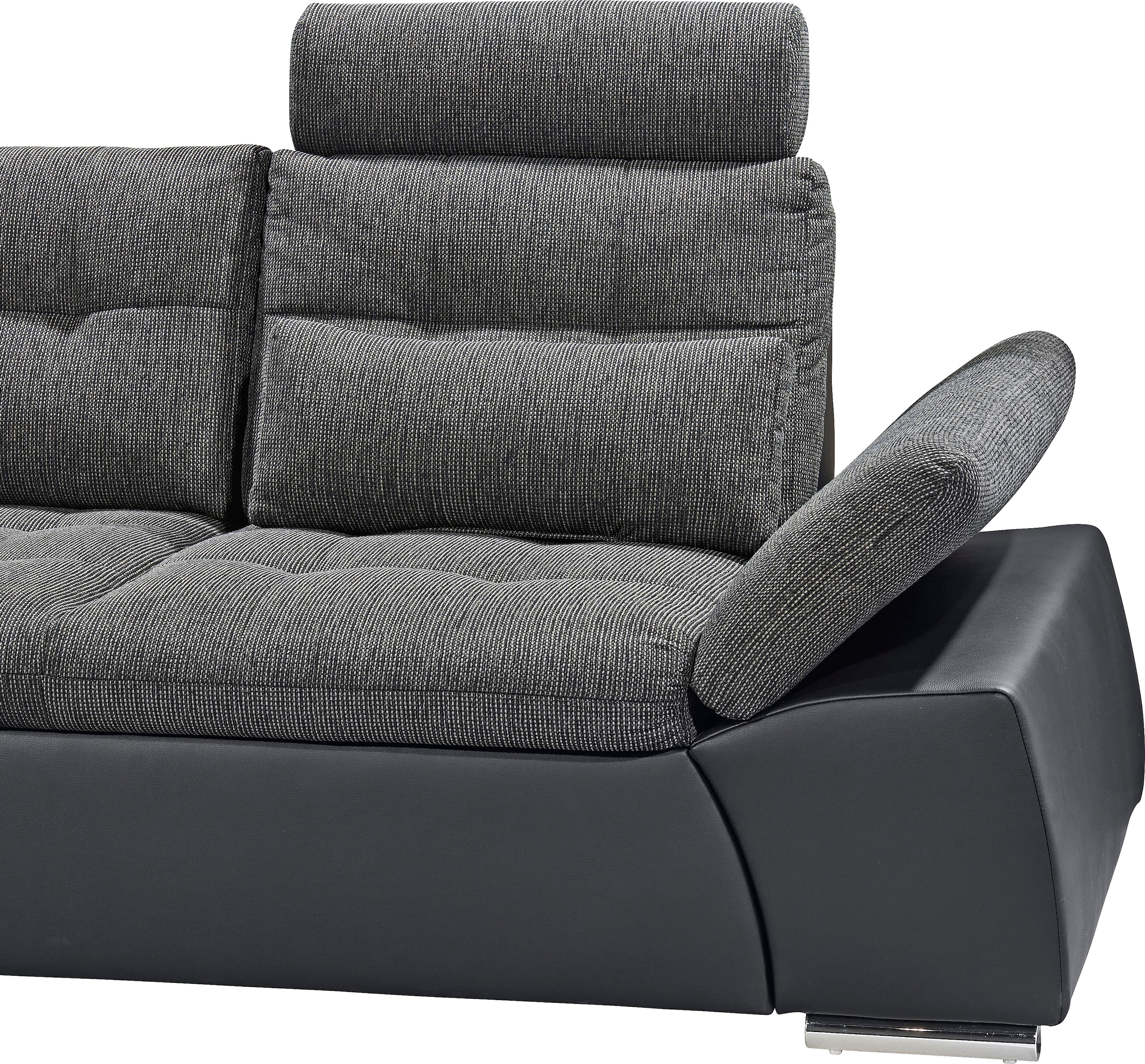 ED EXCITING DESIGN Canapé d'angle »Jakarta L-Form« avec fonction lit, réglage des accoudoirs, appuie-têtes & 2 coussins lombaires