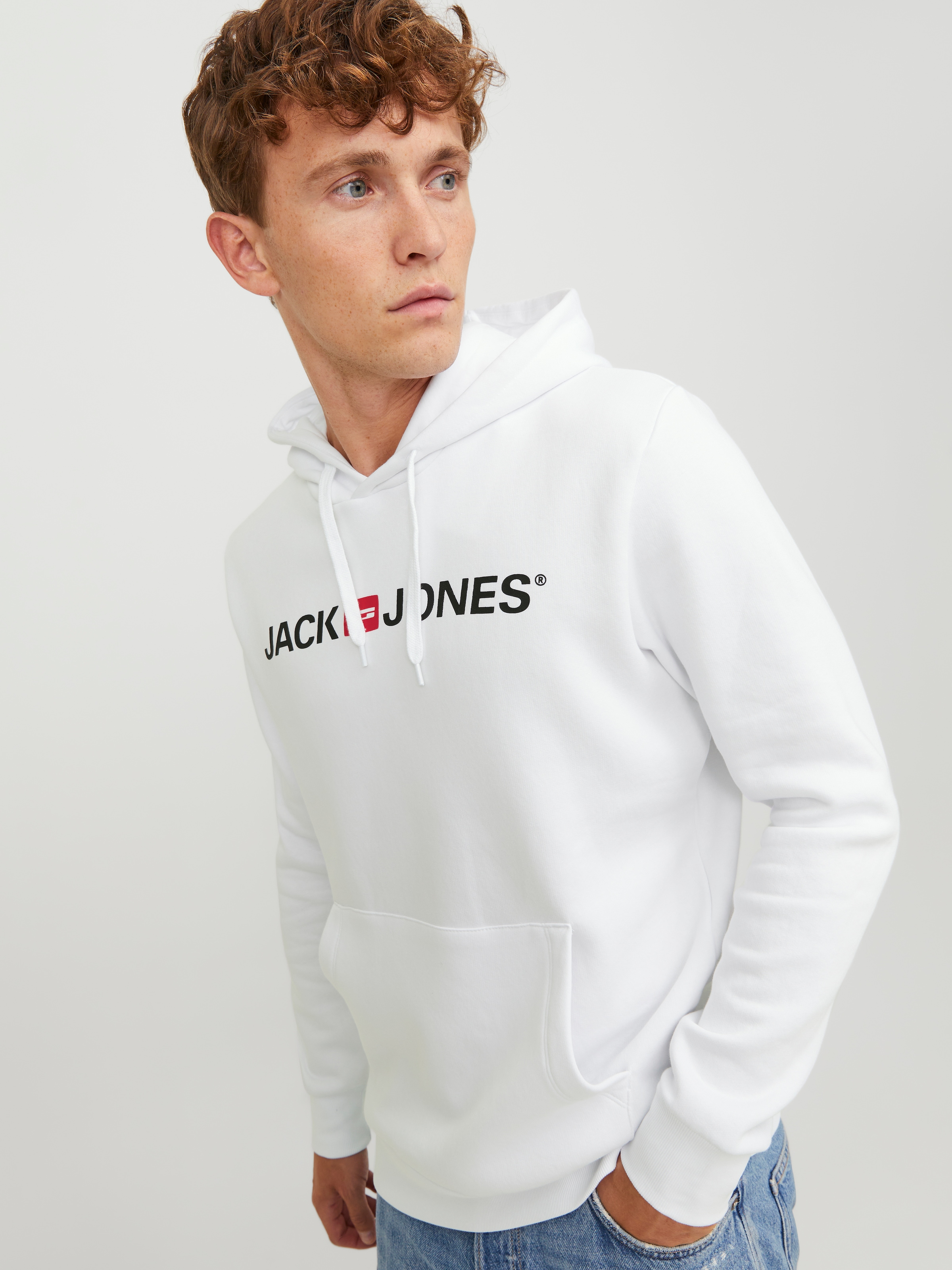 Jack & Jones Sweat à capuche »JJECORP Hoodie mit Logo und hohem Tragekomfort«, bedruckt, casual, regular fit, Baumwollmischung, Rundhals

