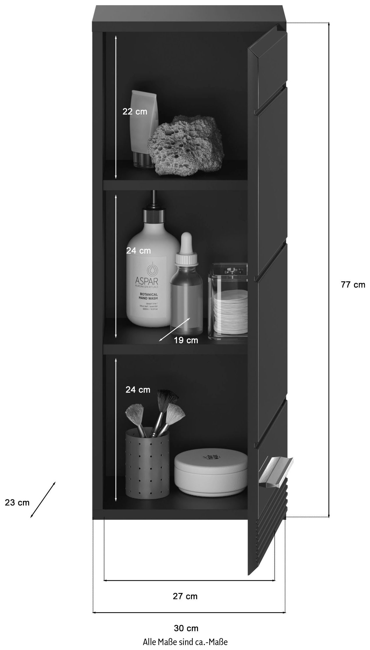 Home affaire Hängeschrank »Malmö, Breite 30 cm, 1 Tür (Türanschlag wechselbar), 2 Einlegeböden« in verschiedenen Farben erhältlich, Badmöbel, Badschrank, Schrank, Bad