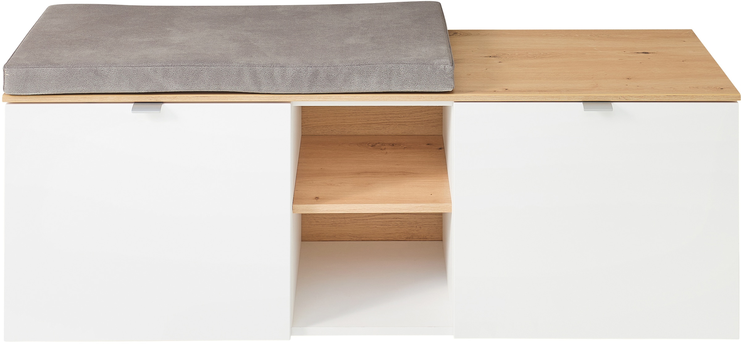 Innostyle Armoire à chaussures »Bari Schuhbank inkl. Sitzkissen, BxHxT 128x50x38 cm« 1 cuis tlg. 2 portes, 6 compartiments, fermeture douce, protection d’angle ABS