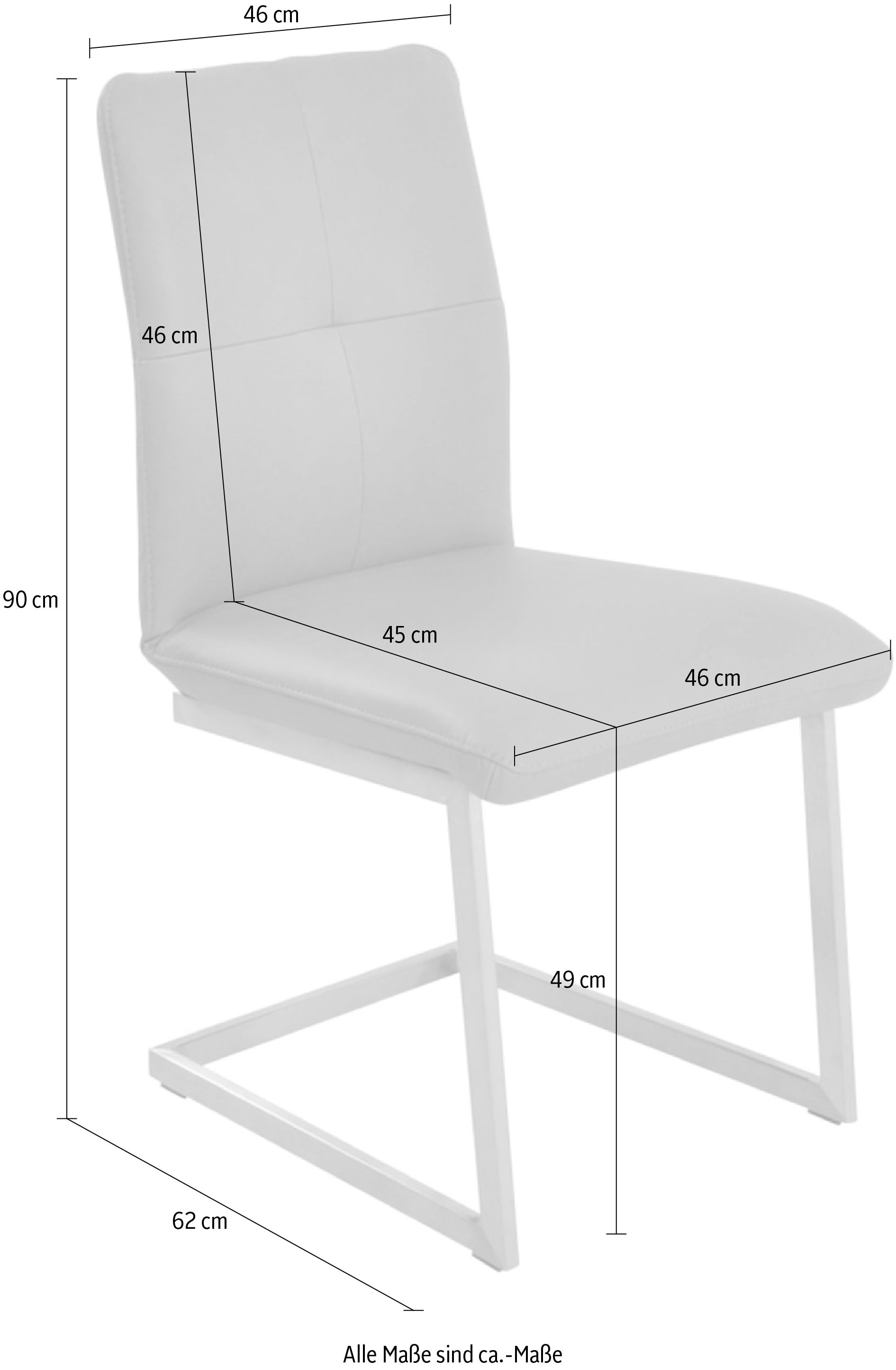 K+W Komfort & Wohnen Chaise cantilever »6511« () chaise cantilever avec tube vertical et poignée métallique pratique au dos