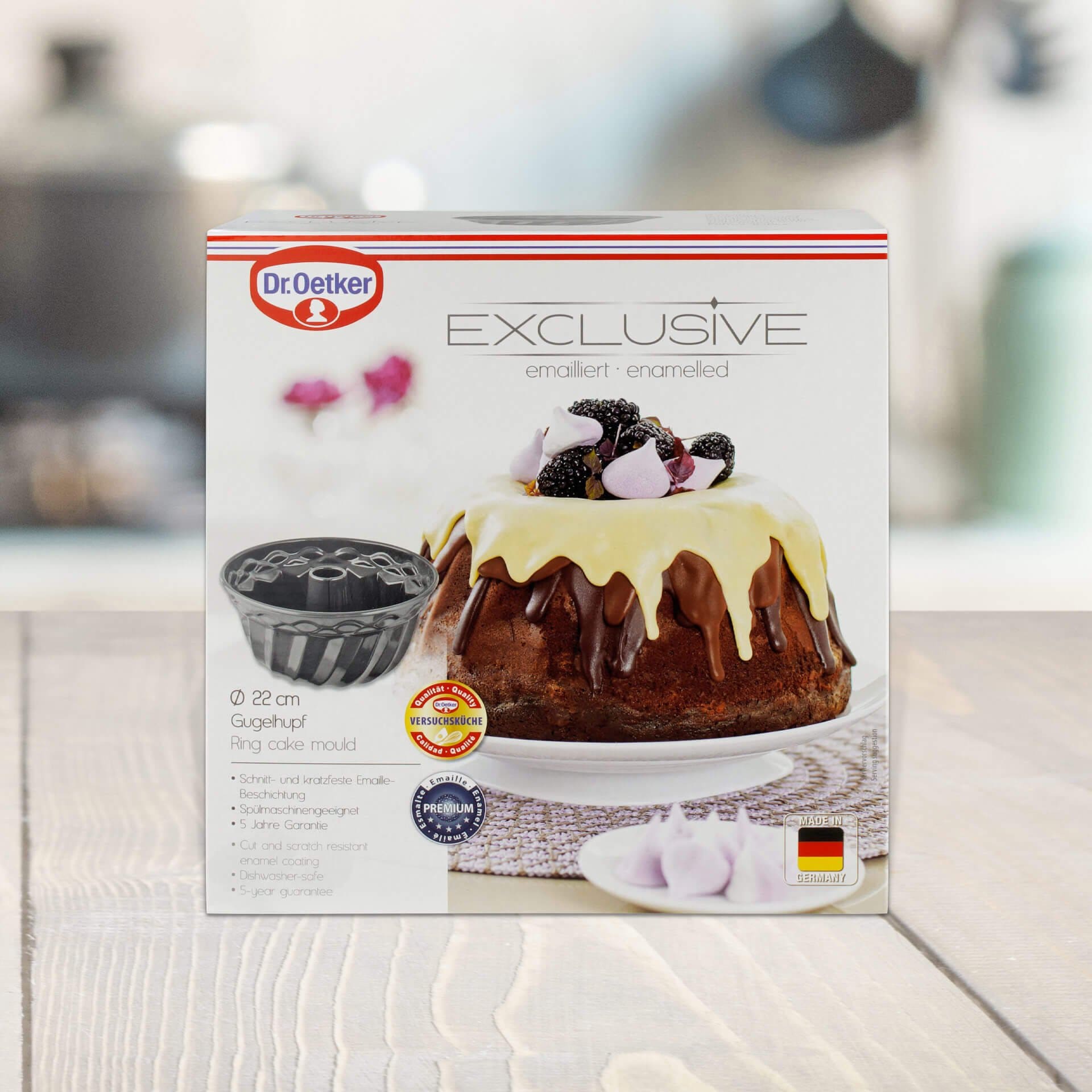 Dr. Oetker Küchenhelfer Moule à kouglof »Exclusive, 22 cm, perfekt für gleichmässige Backergebnisse« Aus emailliertem Stahlblech, kratzfest, bis 400°C, Made in Germany