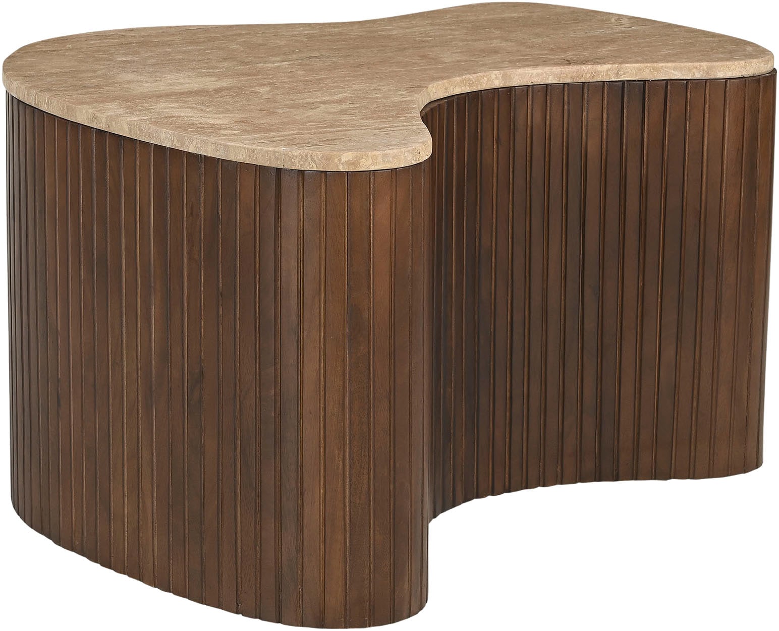 SIT Tableau TV »Dallas aus Mango massiv mit Lamellenfront & 2 offenen Fächern« 1 cuis tlg. 2 en 1 en tant que meuble TV ou table basse avec façade à lattes
