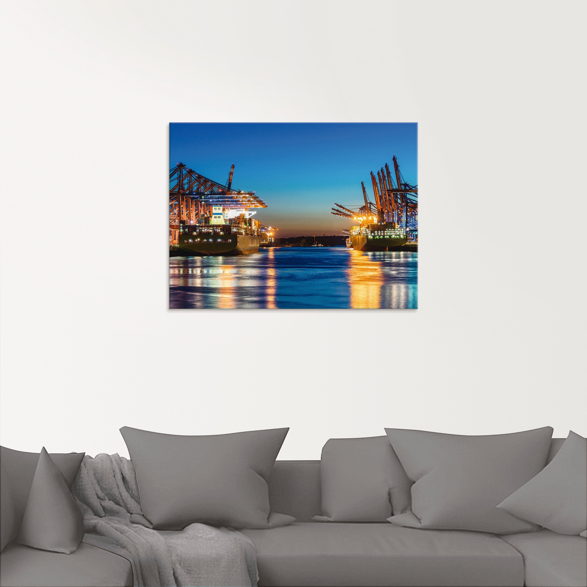Artland Tableau en verre »Hamburg Hafen am Abend 2« 1 cuis tlg. in verschiedenen Grössen