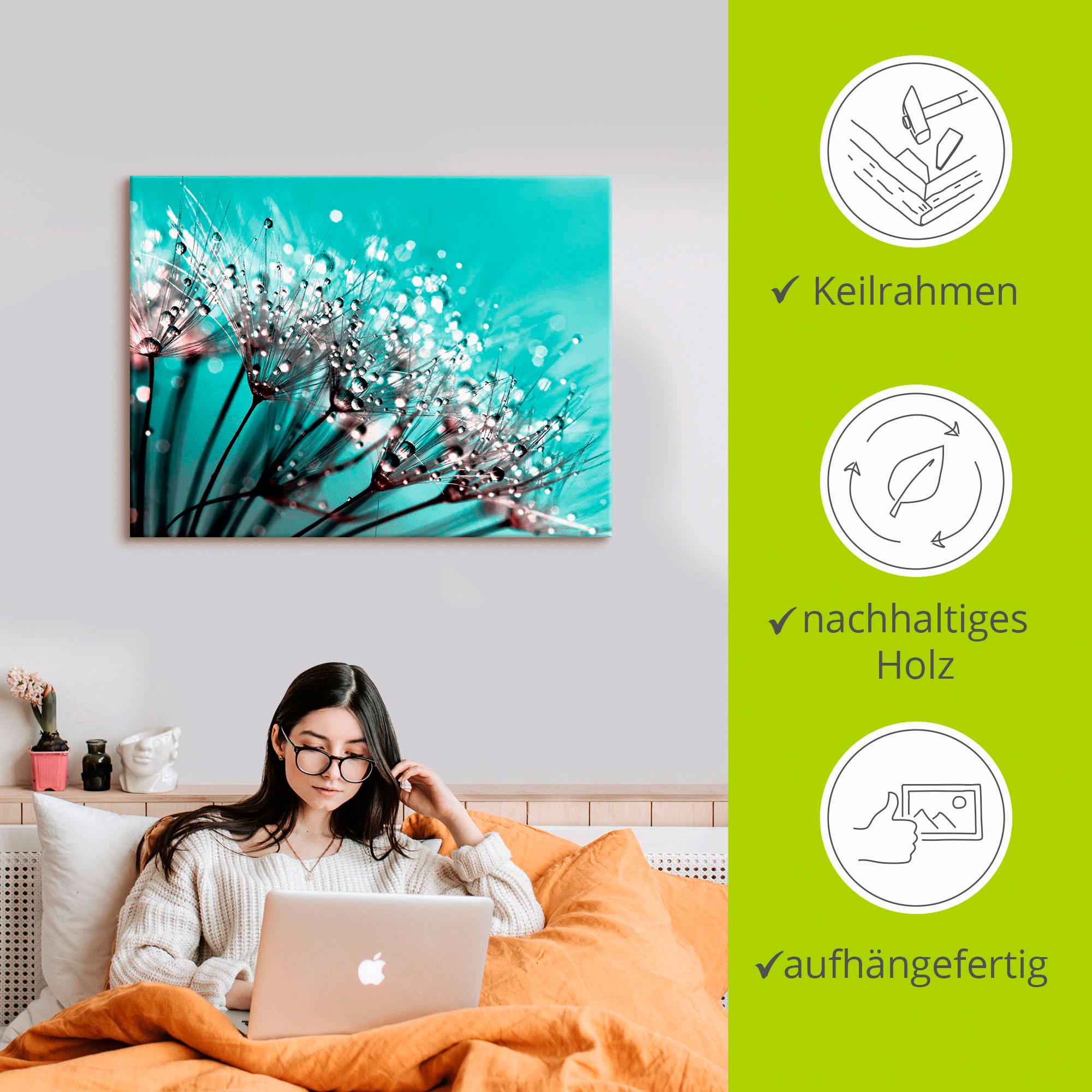 Artland Tableau sur toile »Glitzernde Pusteblume I« 1 cuis tlg. auf Holzrahmen gespannt