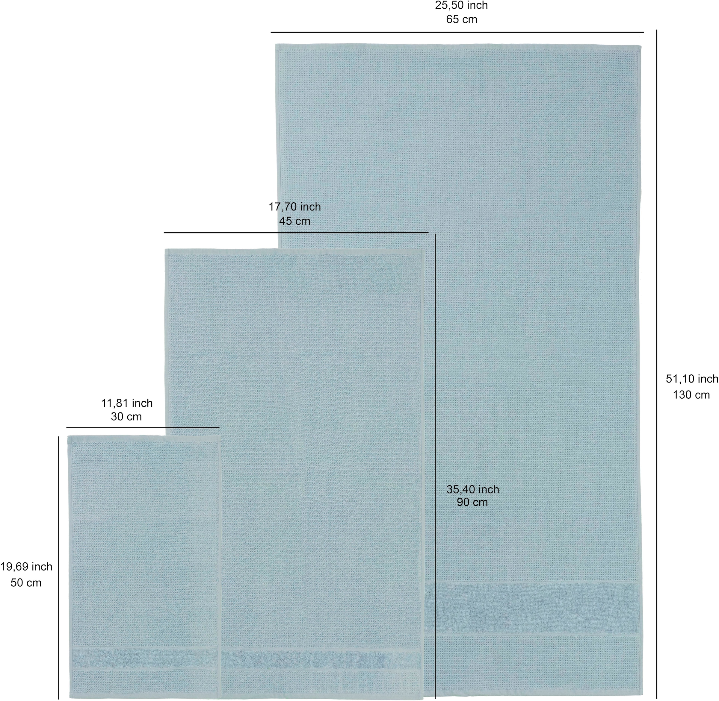 my home Handtuch Set »Kimi, Duschtuch, Handtücher und Gästetücher« Set 5 Walkfrottee 100% Baumwolle, einfarbig, weich, mit Bordüre, besondere Struktur