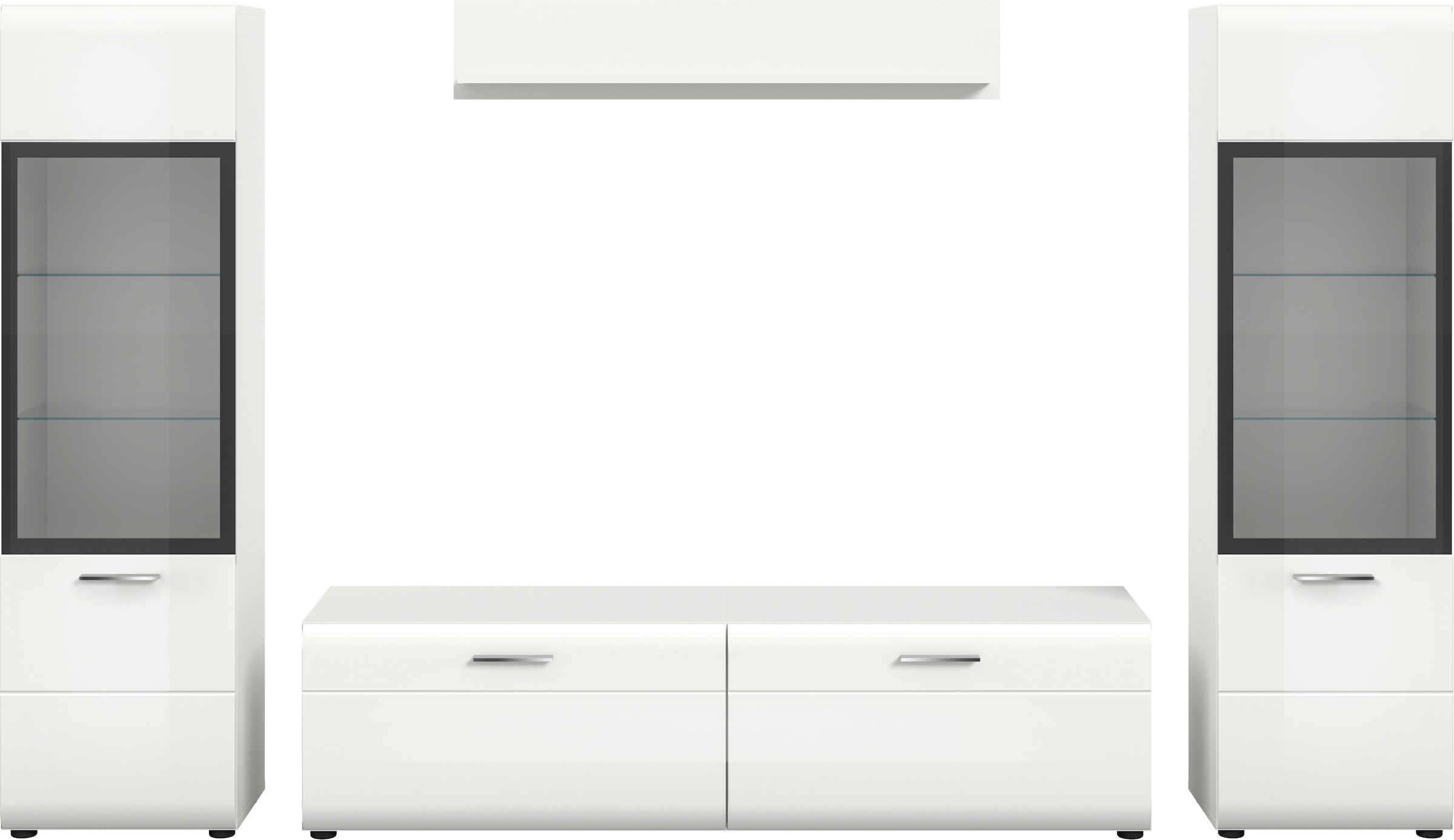 Home affaire Meuble mural »FLORENZ, 4-teilige Wohn-Kombination, hochwertige MDF-Front« Set, Set, best. aus: 2 Vitrinen, 1 Lowboard, 1 Wandboard, 4 cuis tlg.