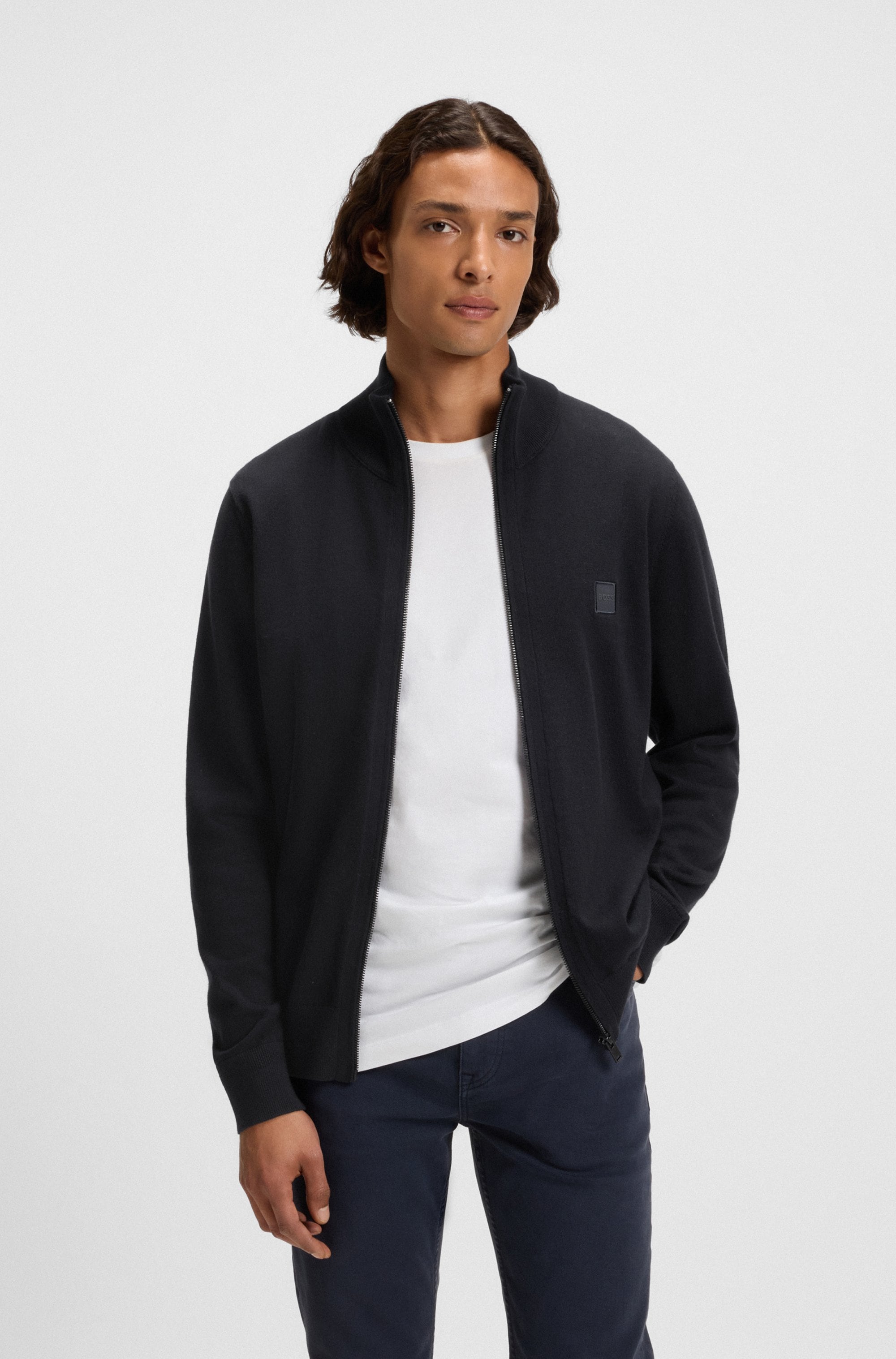 BOSS ORANGE Strickjacke »Kanozip« mit Reissverschluss