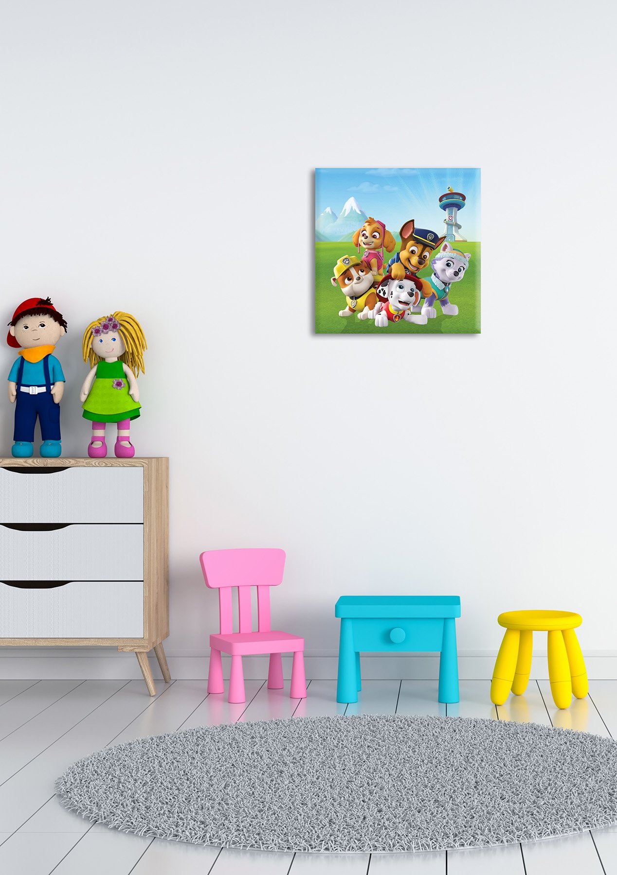 Bönninghoff Tableau sur toile »Wandbild PAW PATROL 35x35 cm – Leinwandbild Keilrahmen Deko modern« Personnages de films 1 cuis tlg. tendu sur châssis