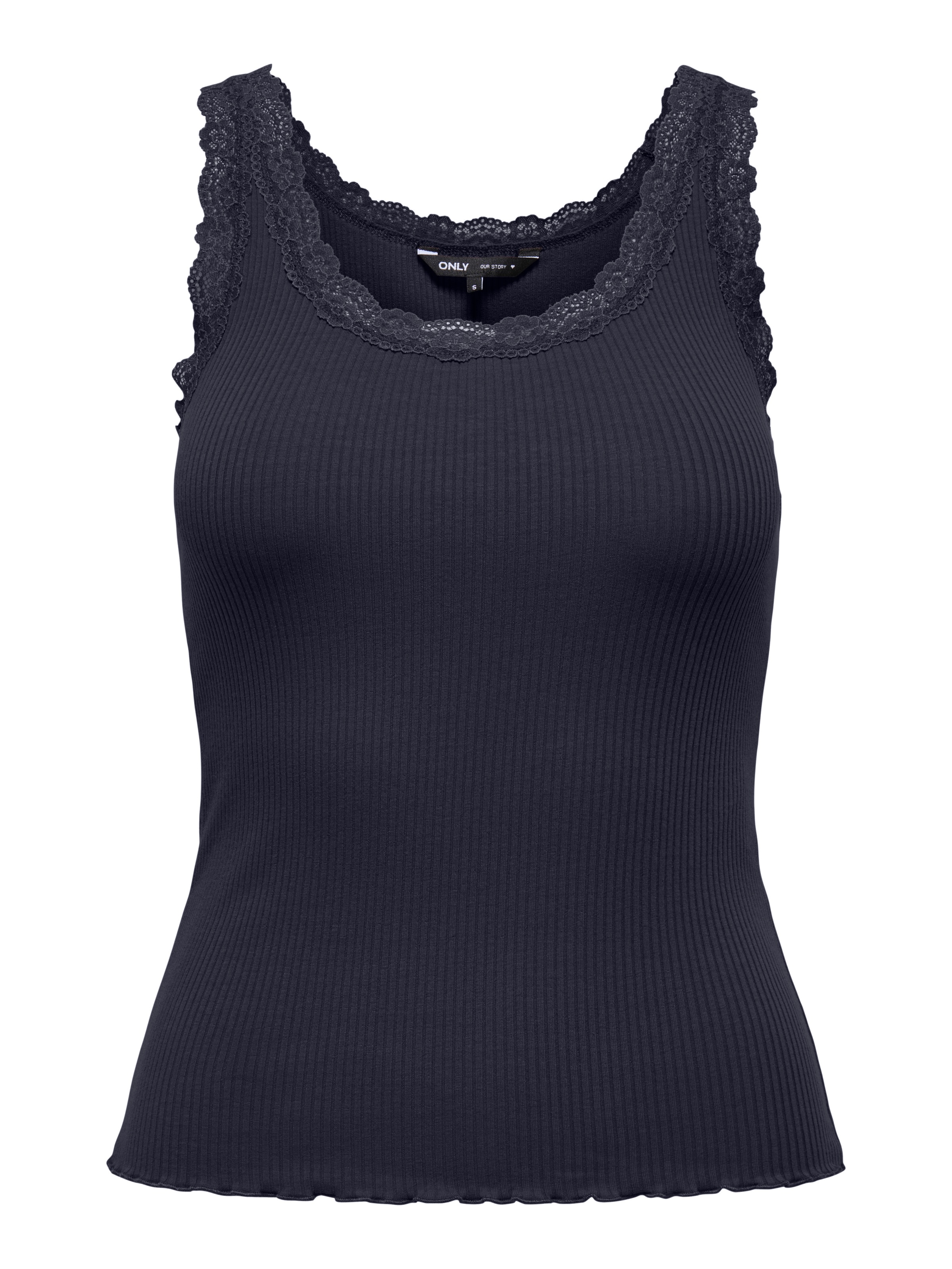 ONLY Tanktop »ONLSARA – Tanktop mit Spitzendetail am Ausschnitt« Baumwollmischung, regular fit