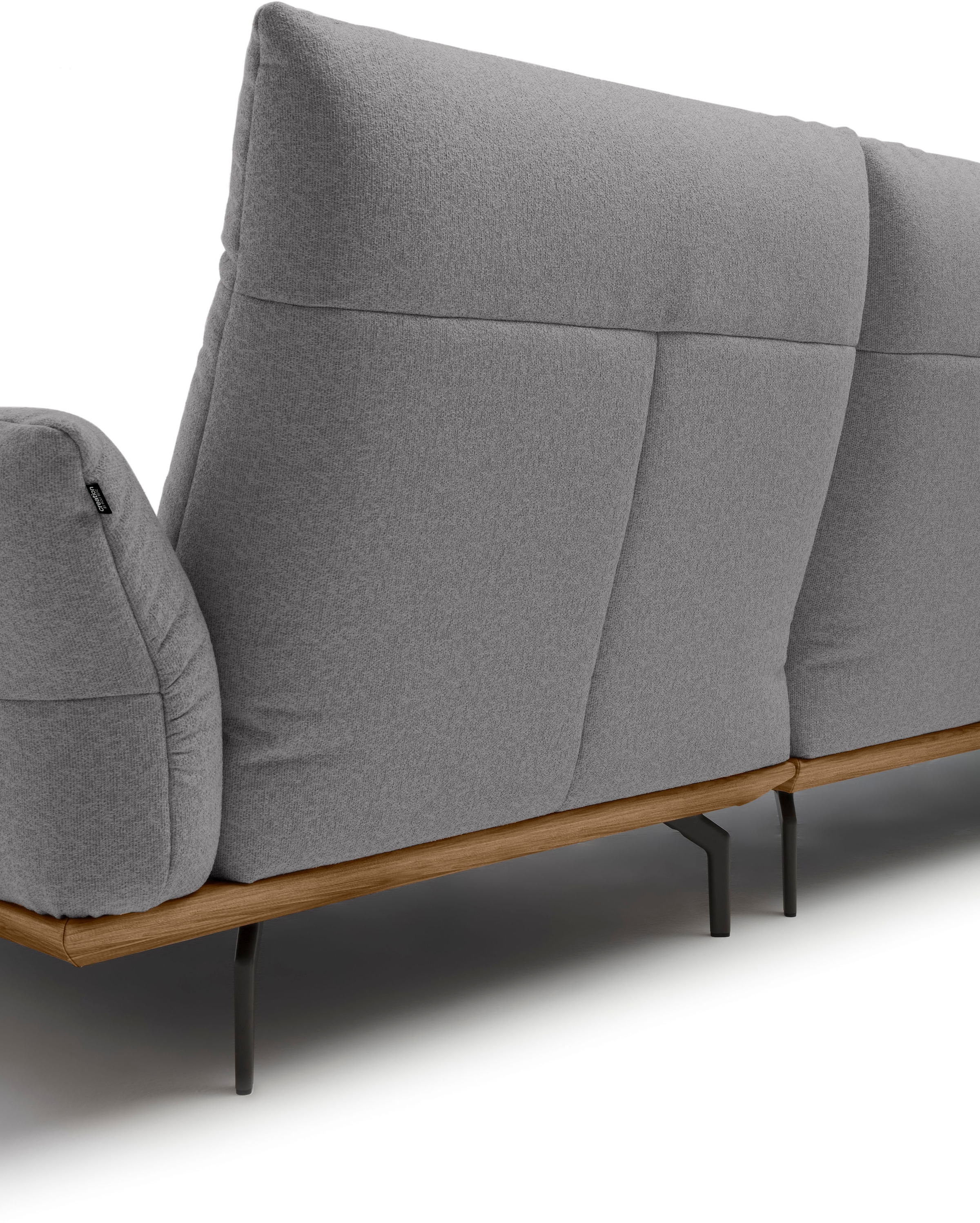 Creation BY ROLF BENZ Canapé d'angle »CR.460 Designsofa mit erstklassigem Sitzkomfort« socle en noyer, pieds d’angle en gris ombre, largeur 338 cm