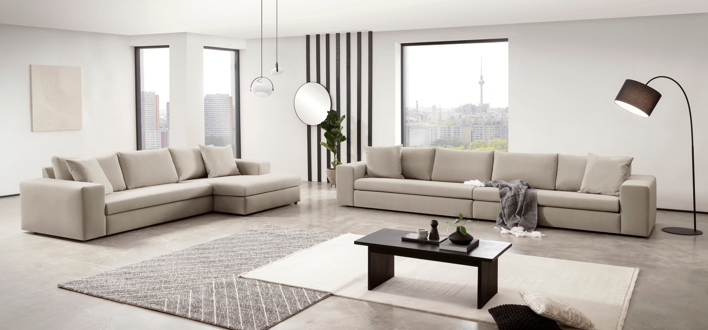 Home affaire 4-Sitzer »SLEETLAND XXL in Samtvelours oder Vintage-Leder-Optik« besonders gross und bequem