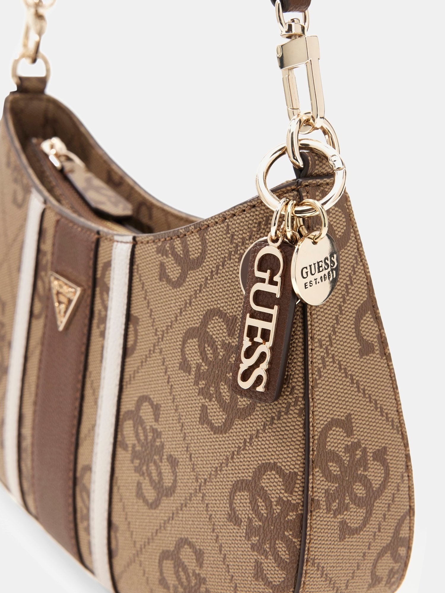 Guess Sac à bandoulière »NOELLE II TOP ZIP SHOULDER BAG« sac bandoulière pour femmes, sac à main avec élément ornemental logo GUESS