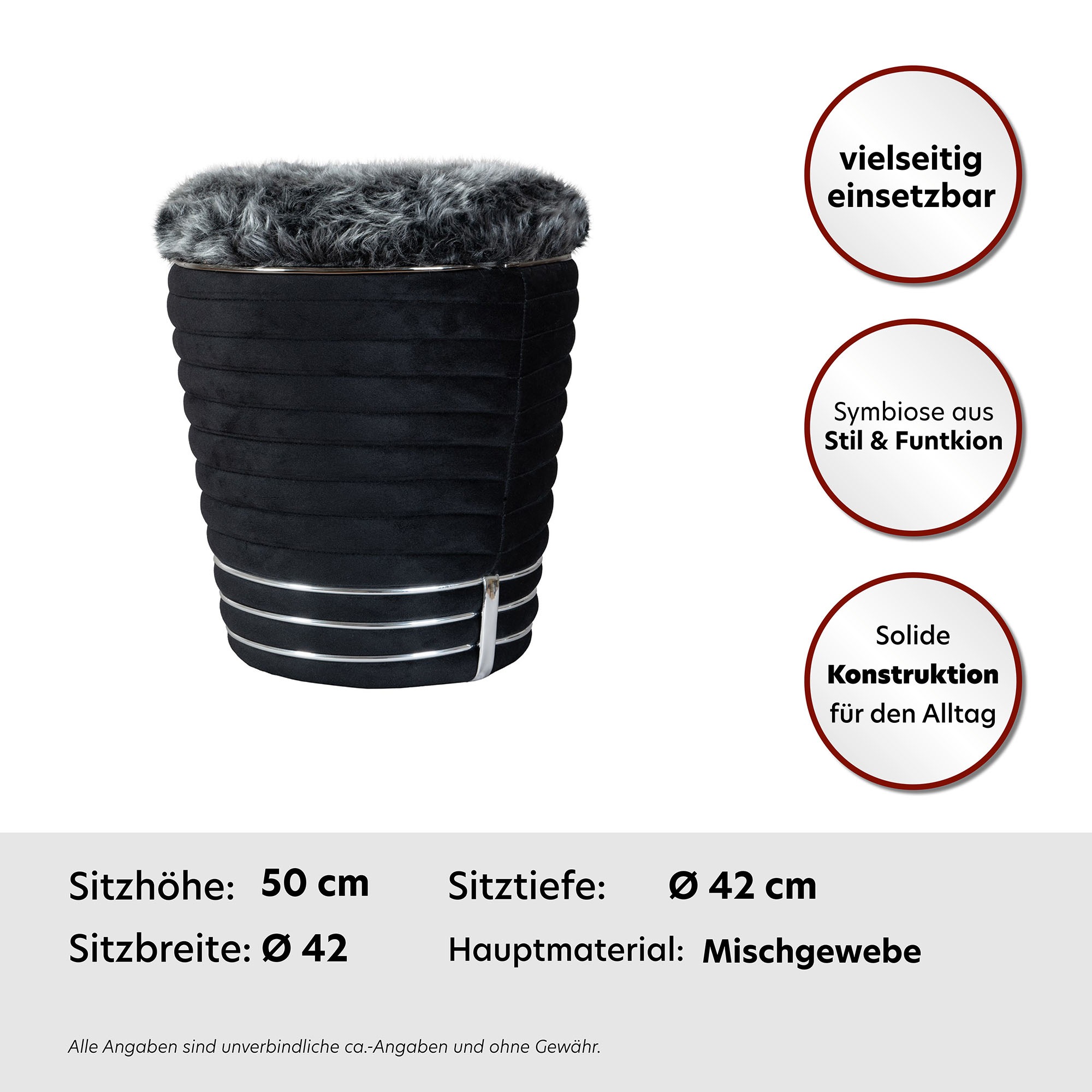 Kayoom Pouf »Hocker Doric, trendiger Look, ästhetische Farbgebung, schöne Steppung« 1 cuis tlg. komfortabel, hochqualitativ, pflegeleicht, hochwertige Materialien
