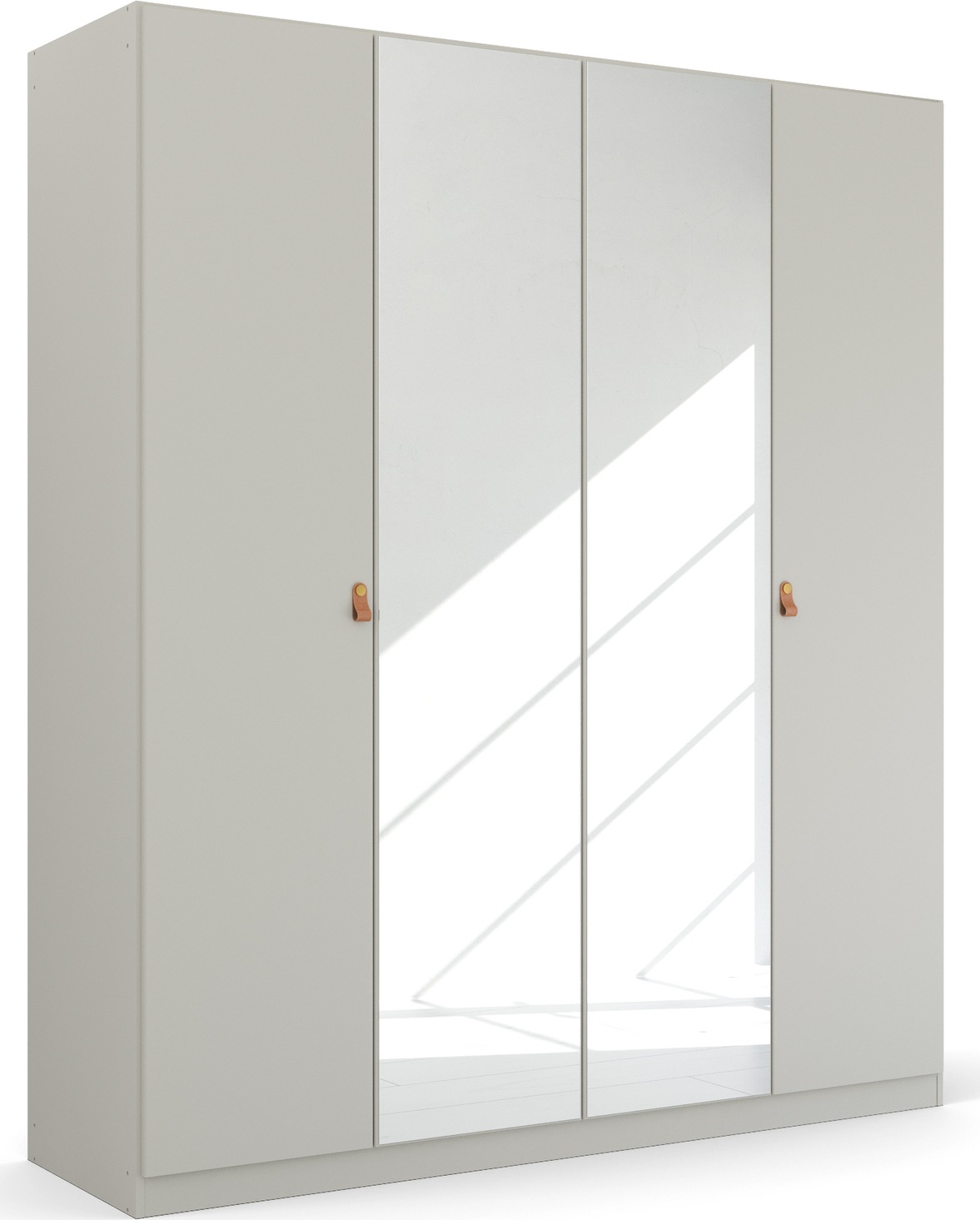 rauch Drehtürenschrank »Kleiderschrank Schrank Garderobe Ankleide HOMEY BY QUADRA SPIN« Breiten: 181/226/271 cm, Höhe 210 cm,  mit Grifflaschen aus weichem, cognacbraunem Leder, mit Spiegel