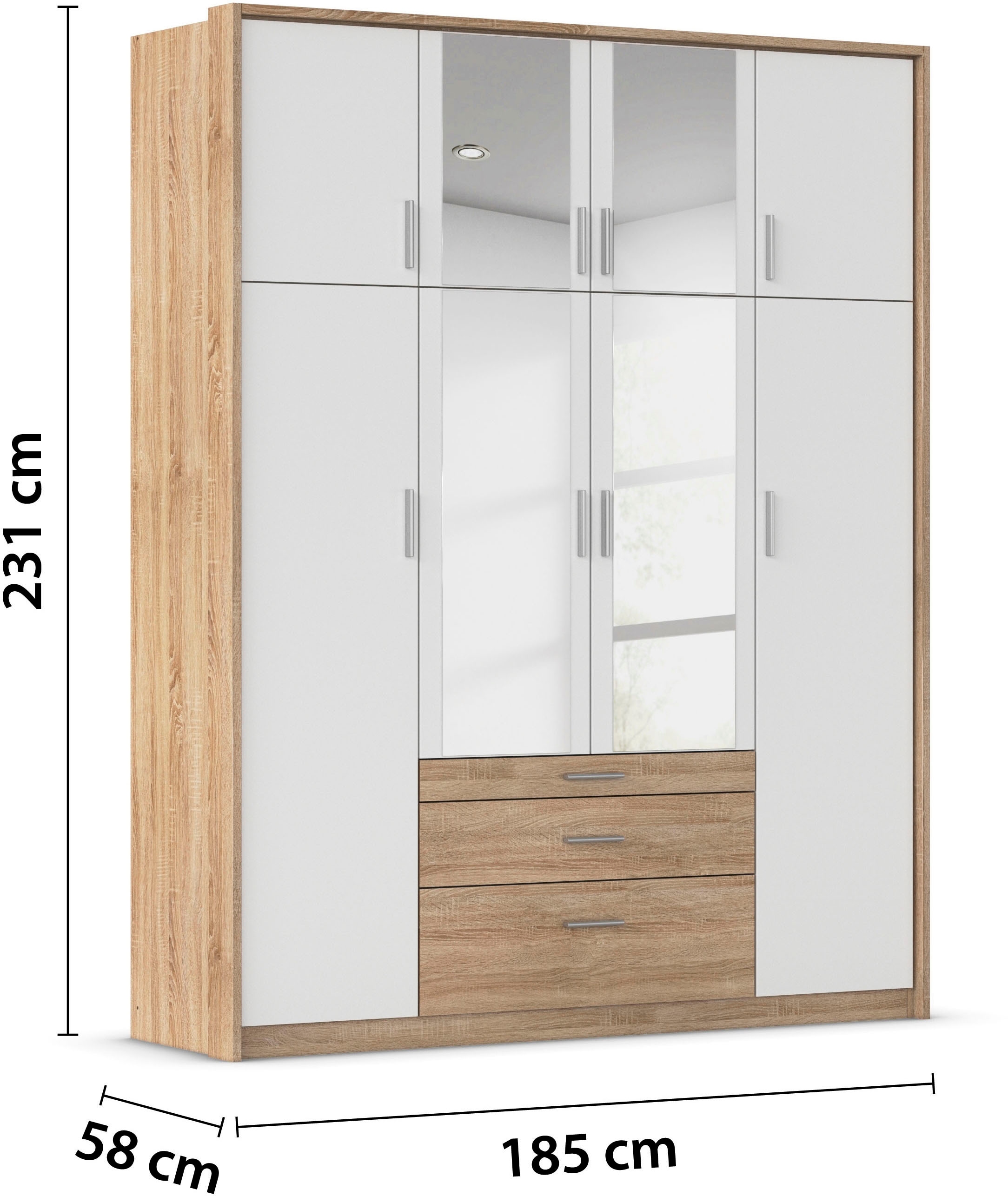 rauch Armoires à vêtements »Schrank Drehtürenschrank Garderobe Ankleide Schlafzimmer HILDESHEIM« Largeurs : 185/275 cm, hauteur 231 cm,  tiroir supérieur avec compartiments pratiques MADE IN GERMANY