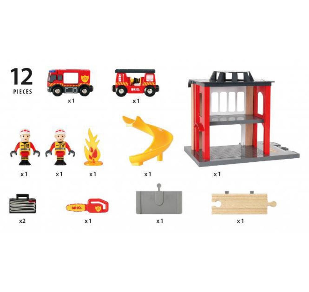 BRIO® Bâtiment de train jouet »BRIO® WORLD Grosse Feuerwehrstation mit Einsatzfahrzeug«