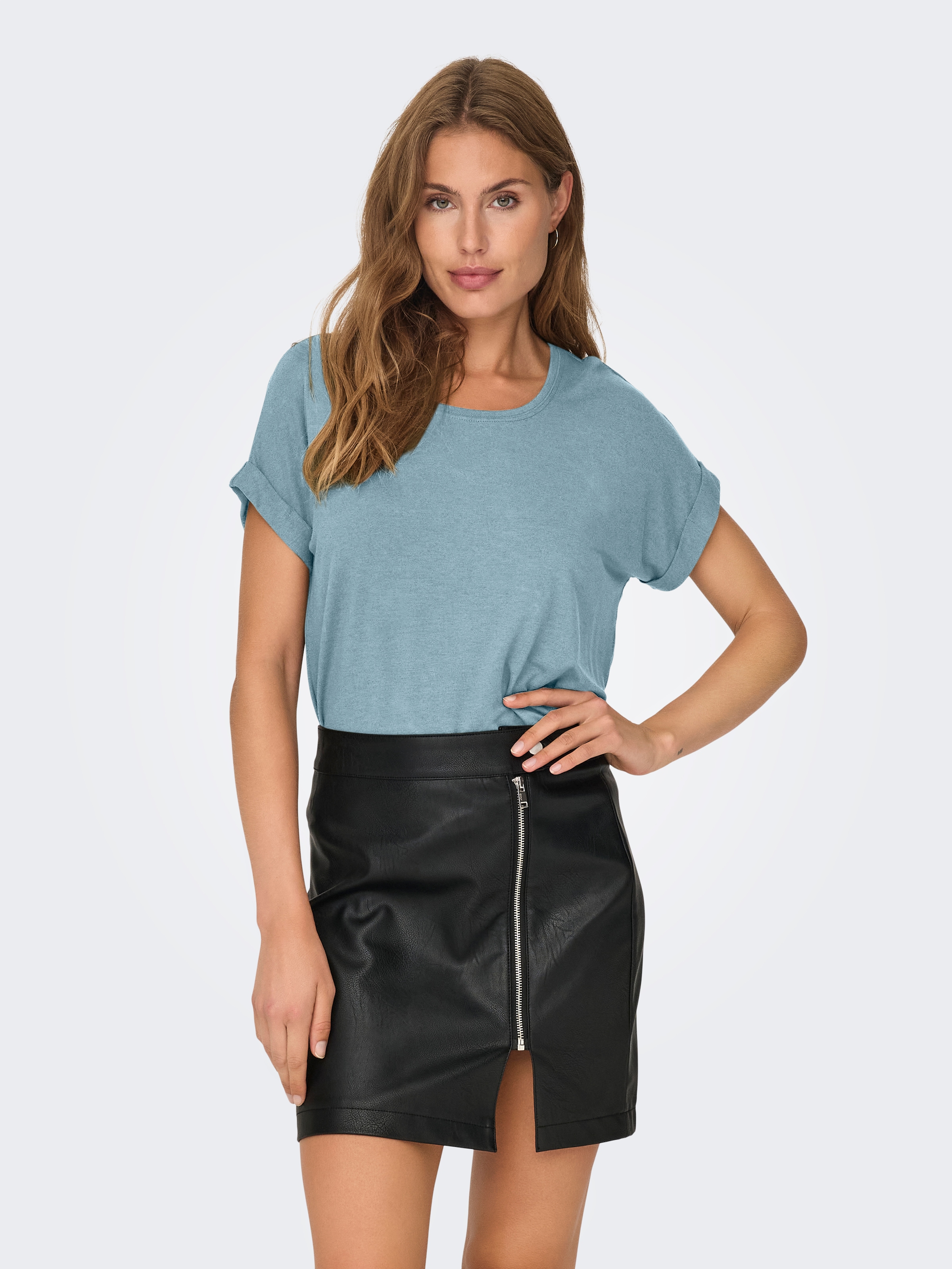 ONLY T-Shirt »ONLMOSTER – Kurzarmshirt mit Aufschlag und klassischem Look« Viskosemischung, regular fit