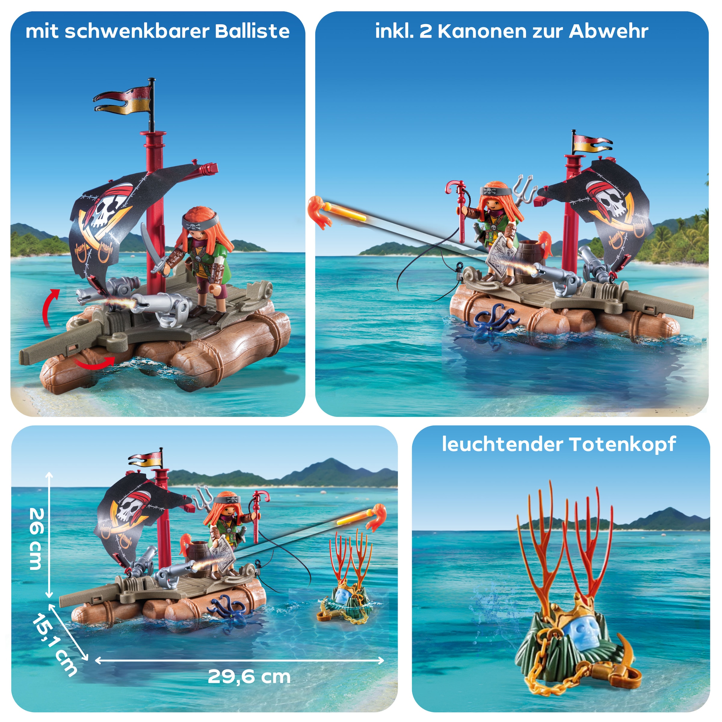 Playmobil® Konstruktions-Spielset »Schatzbergung auf Piratenfloss (71794), Playmobil Pirates«