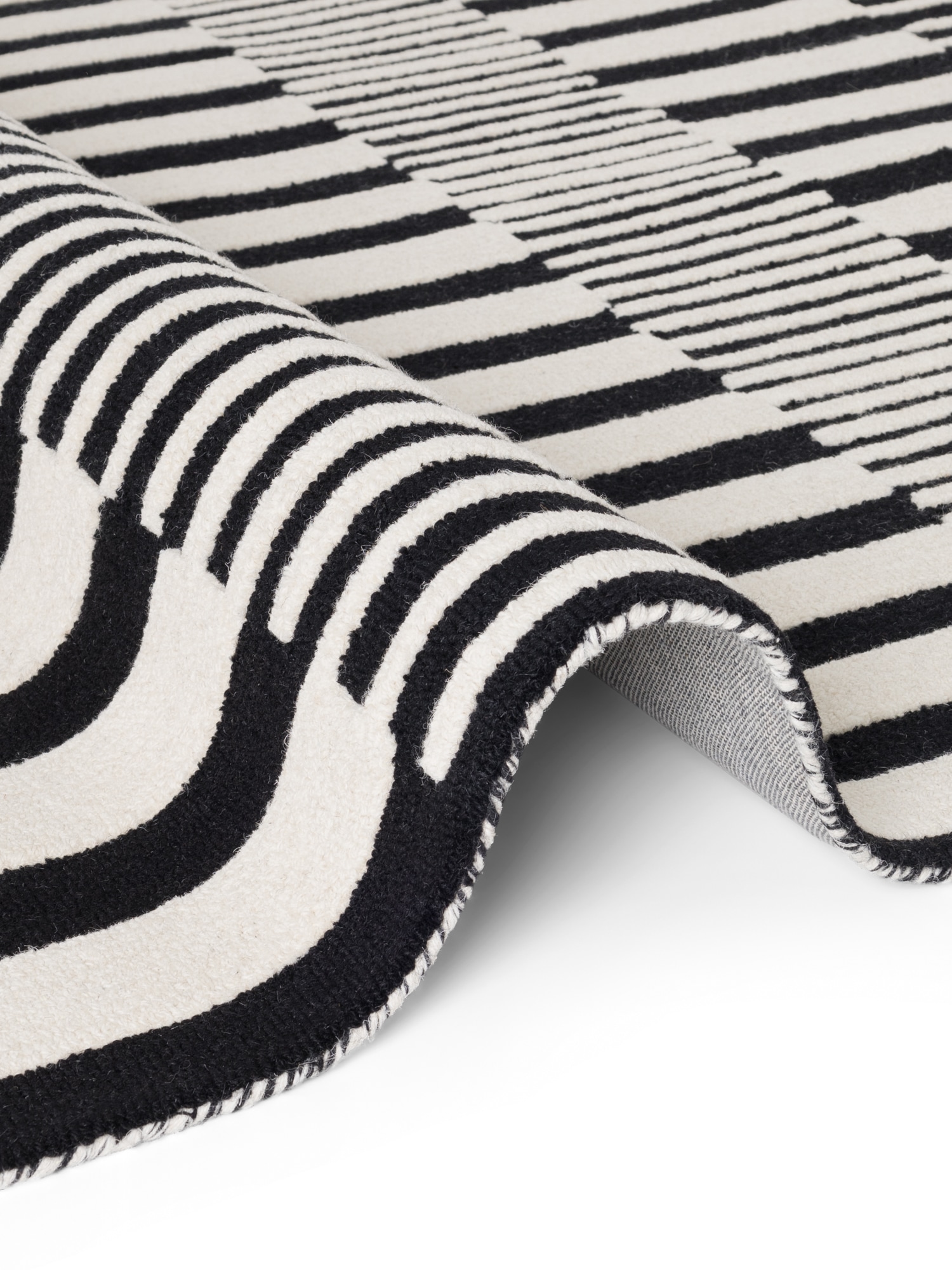 ELLE DECORATION Wollteppich »Pulse« rechteckig 12 mm Höhe Wolle, Natur, Wohnzimmer, schwarz weiss, Modern, Geometrisch, Streifen