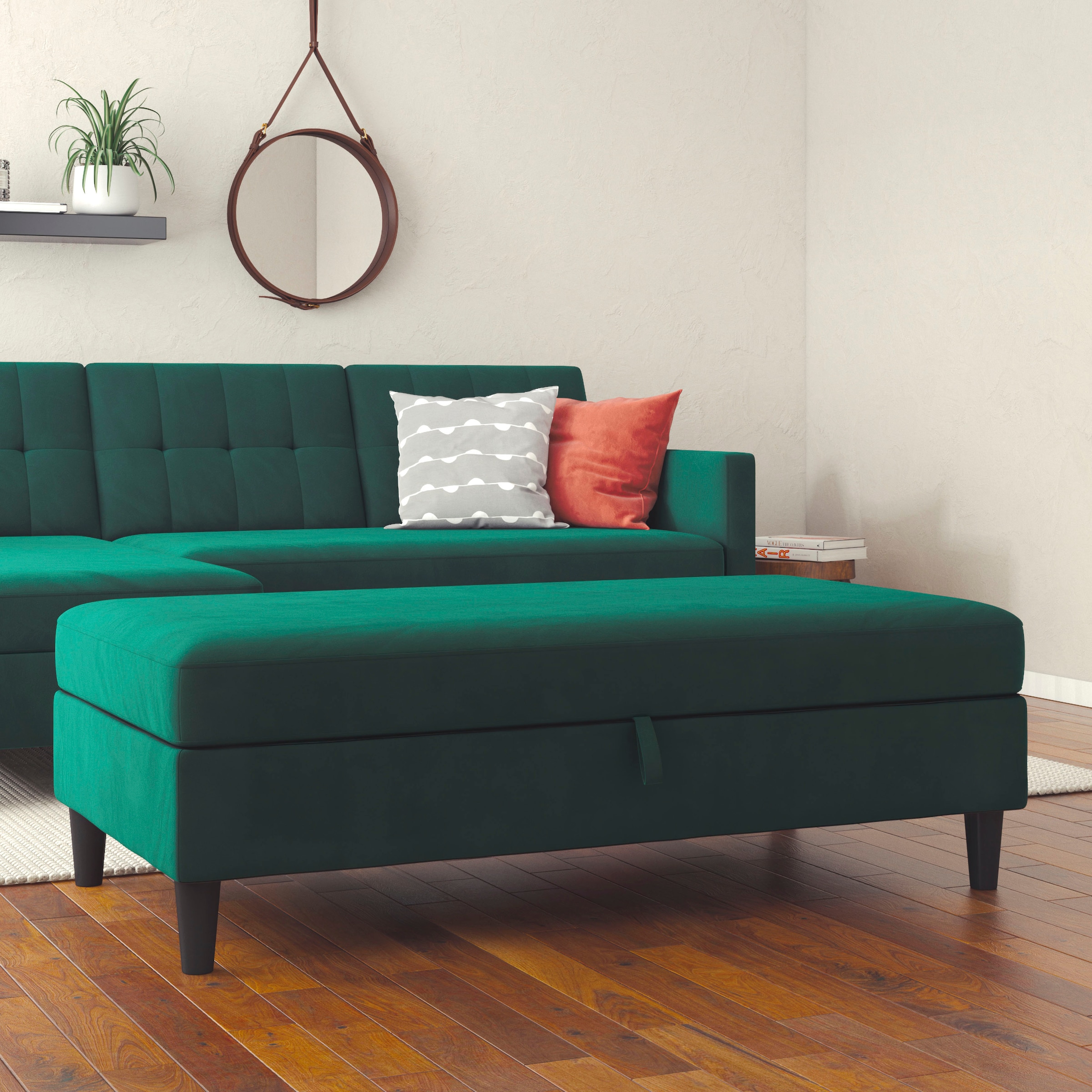 Dorel Home Tabouret de rangement »Hartford« Polsterhocker mit Stauraum, frei im Raum stellbar, Sitzhöhe 43 cm