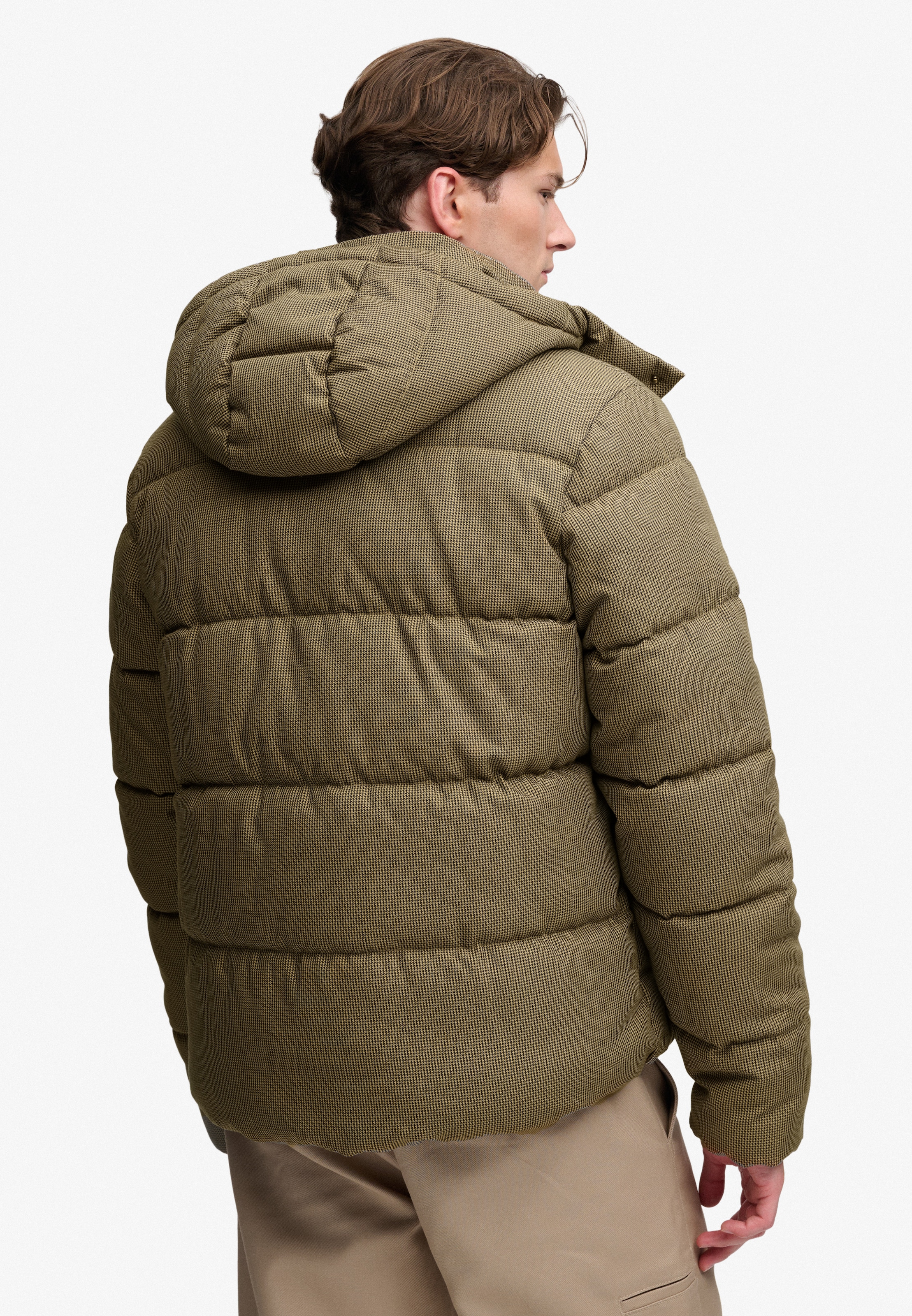Superdry Steppjacke »PREMIUM HOOD CHECK PUFFER JKT« mit Kapuze Materialmix, relaxed fit
