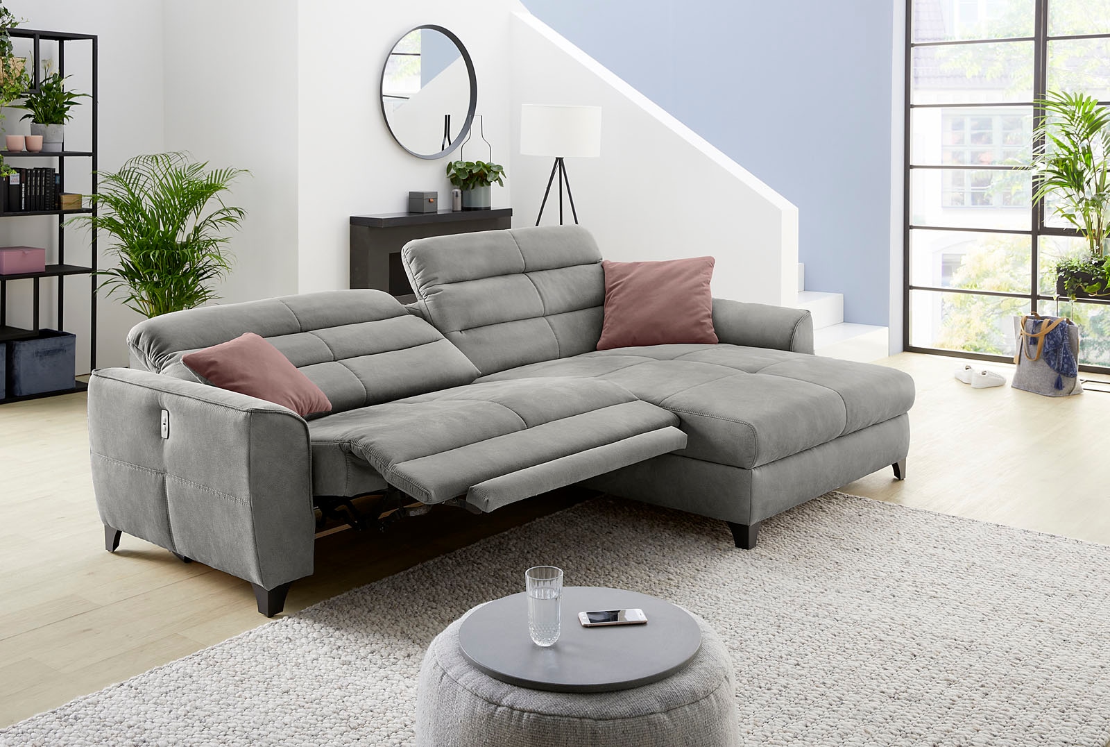 Jockenhöfer Gruppe Ecksofa »Double One L-Form, B: 288 cm, 2x120 cm breite, elektr. Relaxfunktionen« mit 2x 120cm breiten, elektromotorischen Relaxfunktionen