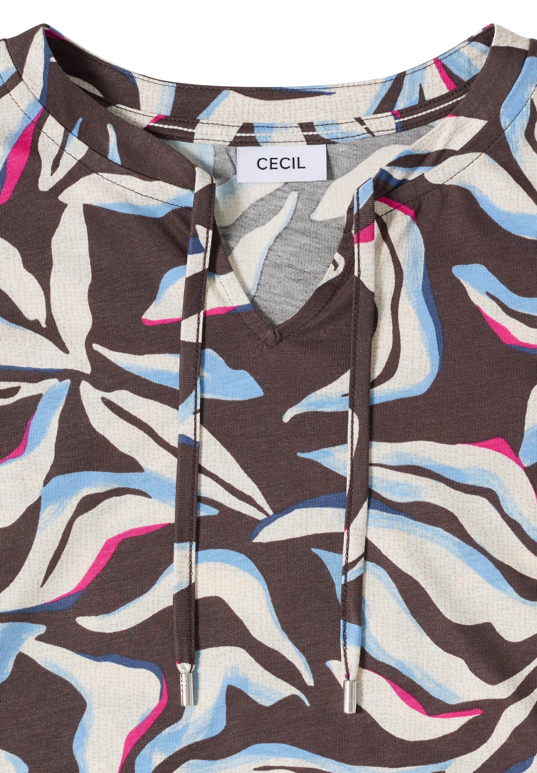 Cecil 3/4-Arm-Shirt Sommershirt im Tunika-Look und mit grafischem Muster