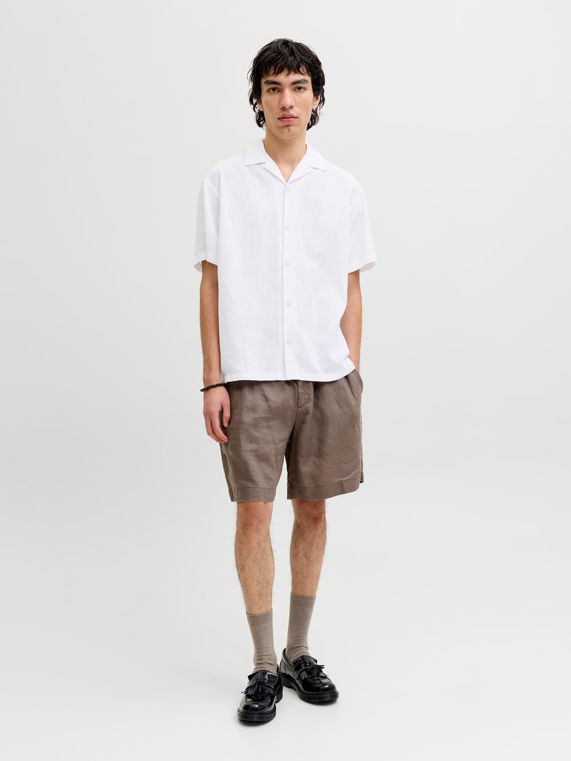 Jack & Jones Kurzarmhemd »JJESUMMER LINEN BLEND RESORT SHIRT SS SN« Baumwollmischung, relaxed fit