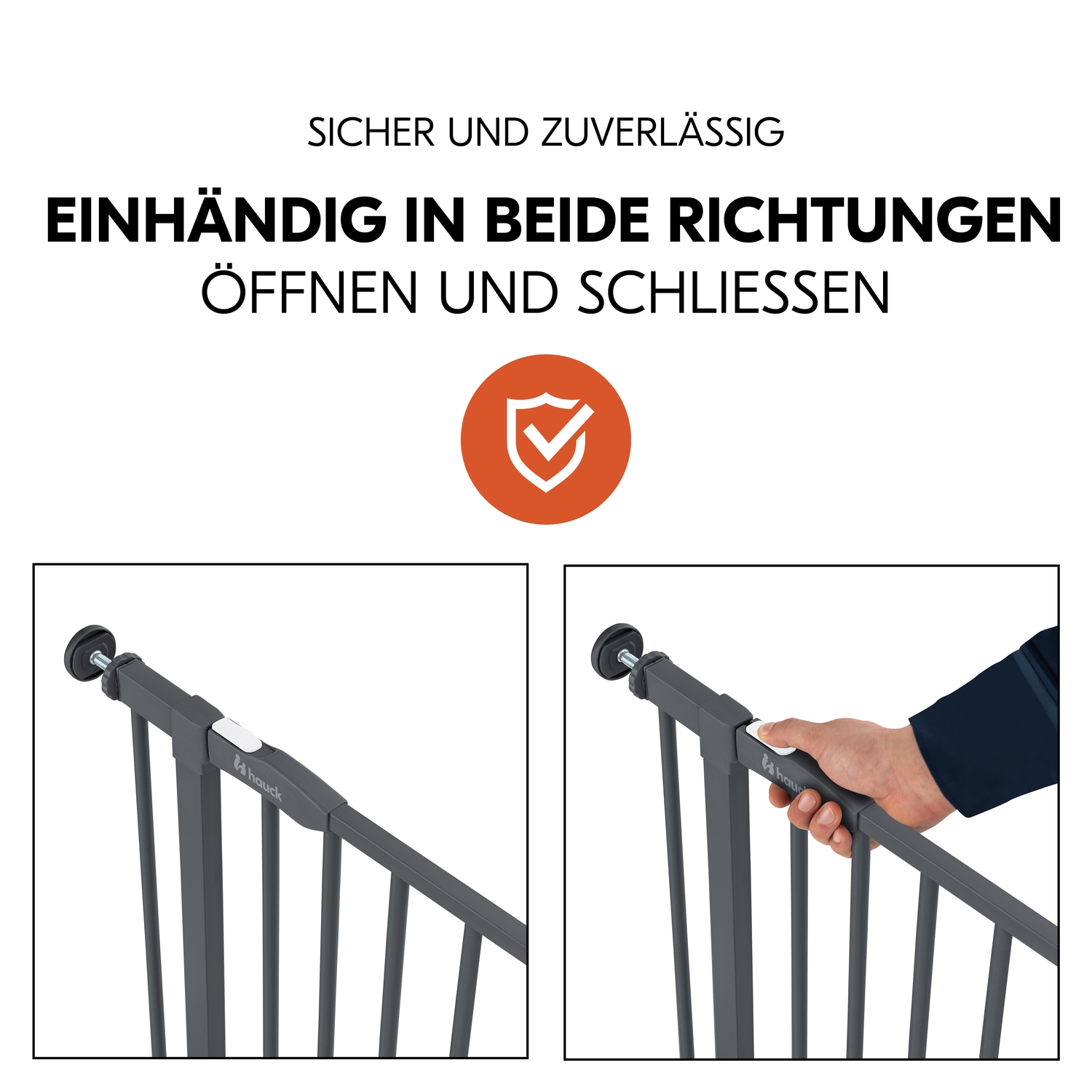 Hauck Türschutzgitter »Open N Stop 2, Dark Grey« auch als Treppenschutzgitter verwendbar; 75-80 cm, erweiterbar