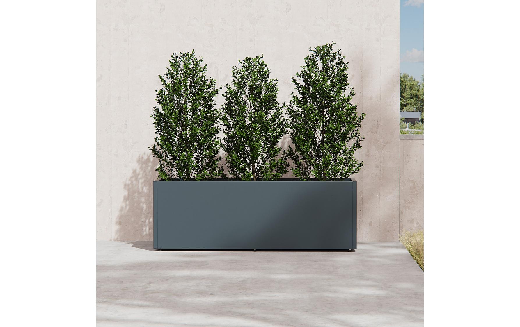 Herstera Garden Pflanzkübel aus Stahl, 150x50x50 cm, anthrazit