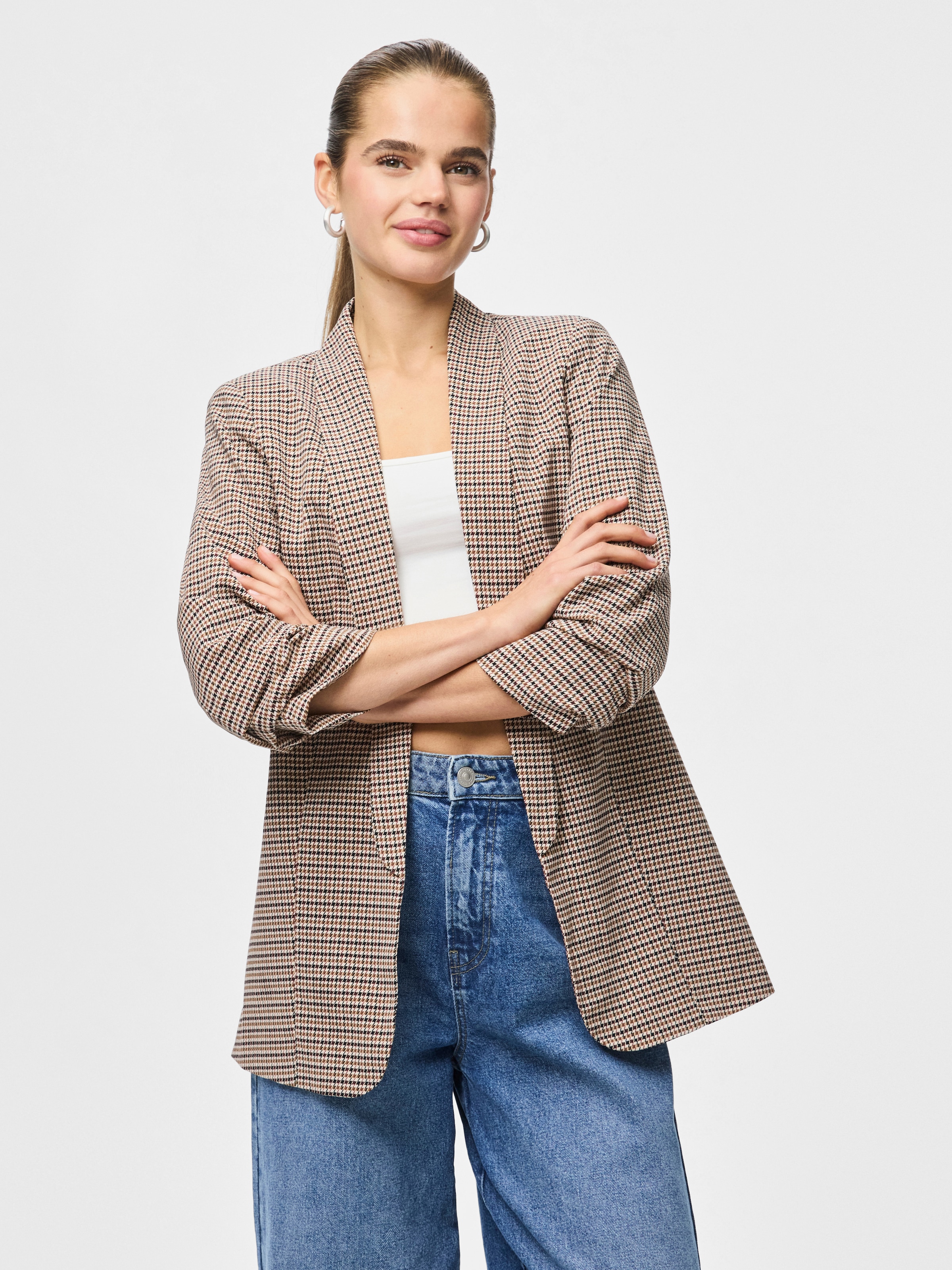 pieces Blazer chemisier »PCBOSELLA 3/4 PRINTED BLAZER NOOS« mit 3/4 Ärmel