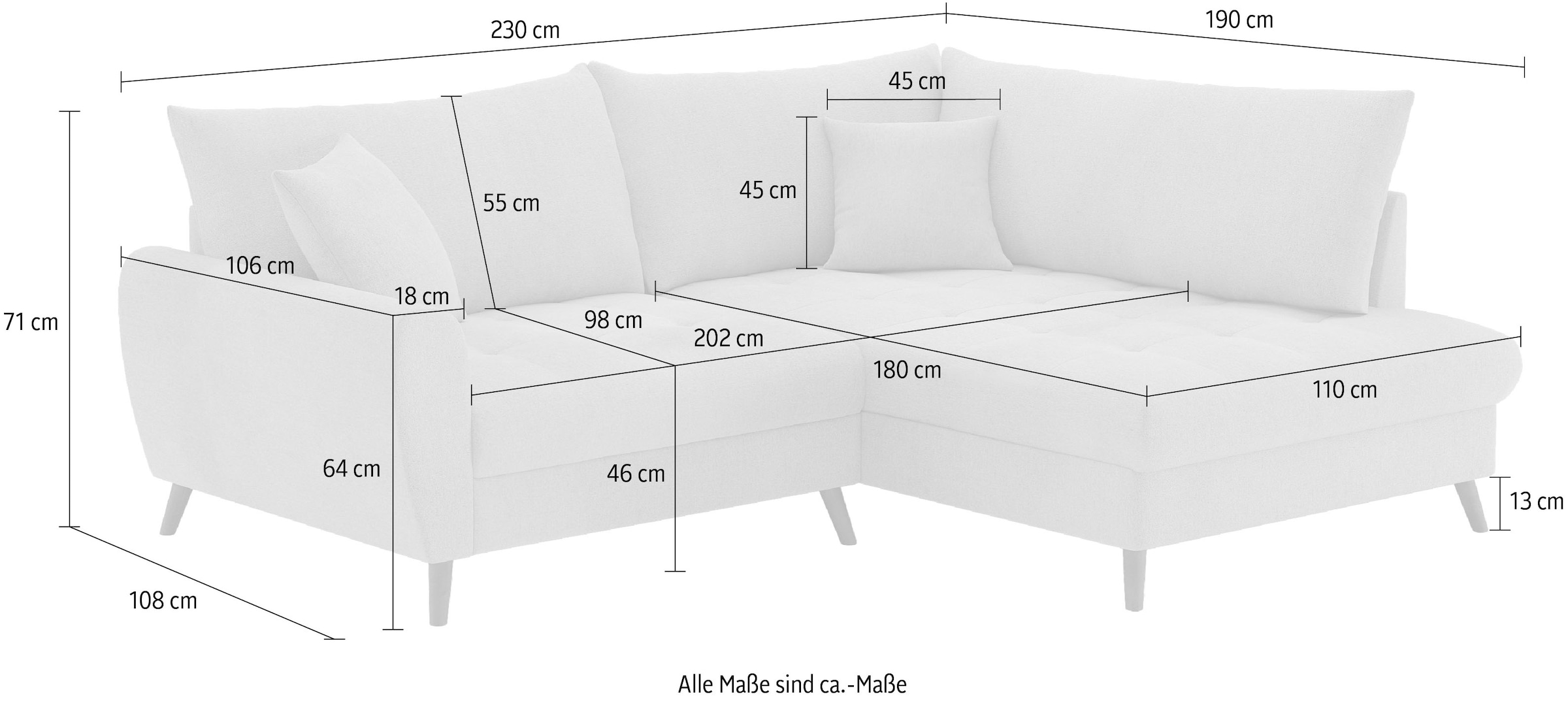 Mr. Couch Ecksofa »Blackburn II, L-Form« Mit Kaltschaumpolsterung bis 140 kg belastbar