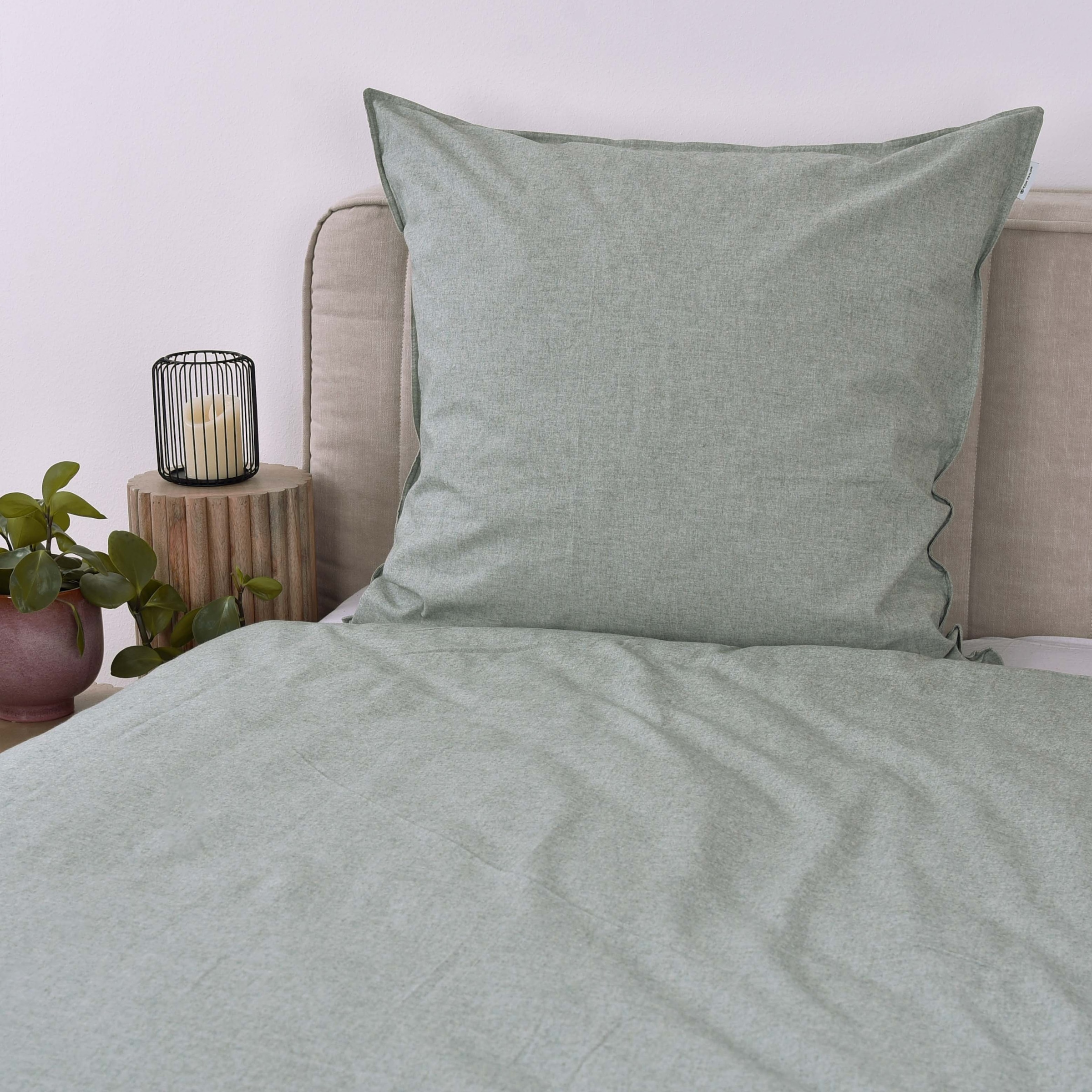 TOM TAILOR HOME Linge de lit »WOVEN MELANGE in Gr. 135x200cm oder 155x220cm« 2 cuis new bedroom, double couture sur l’oreiller, étiquette tissée