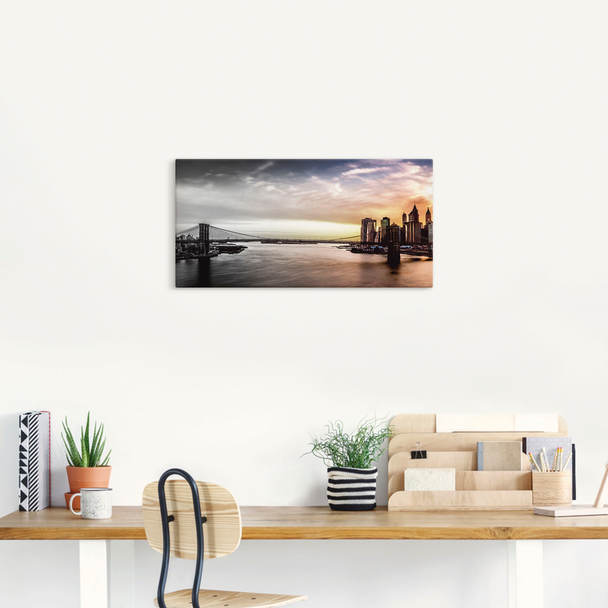 Artland Wandbild »Brooklyn Bridge Panorama« Amerika 1 Stk. tlg. auf Holzrahmen gespannt