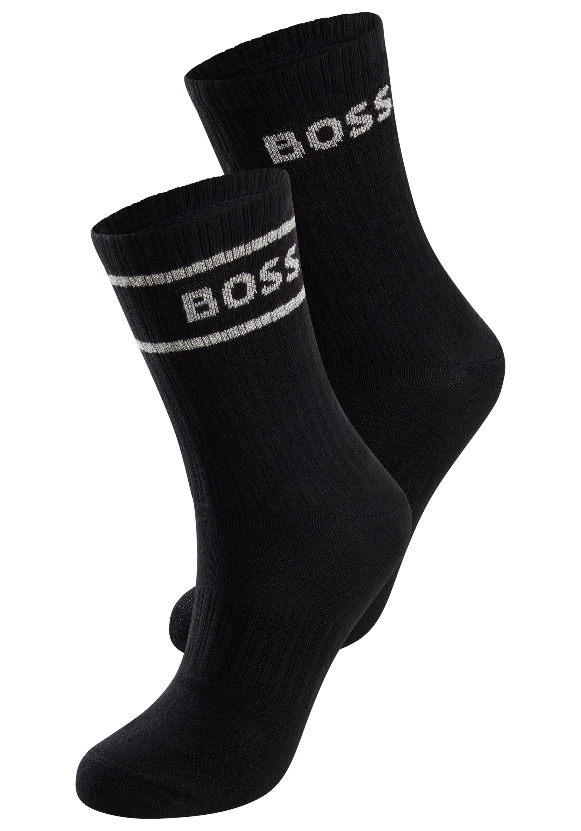 BOSS Socken 2 Paar tlg. sportiv, mit dezentem Locke, Fersen- und Zehenpartie verstärkt