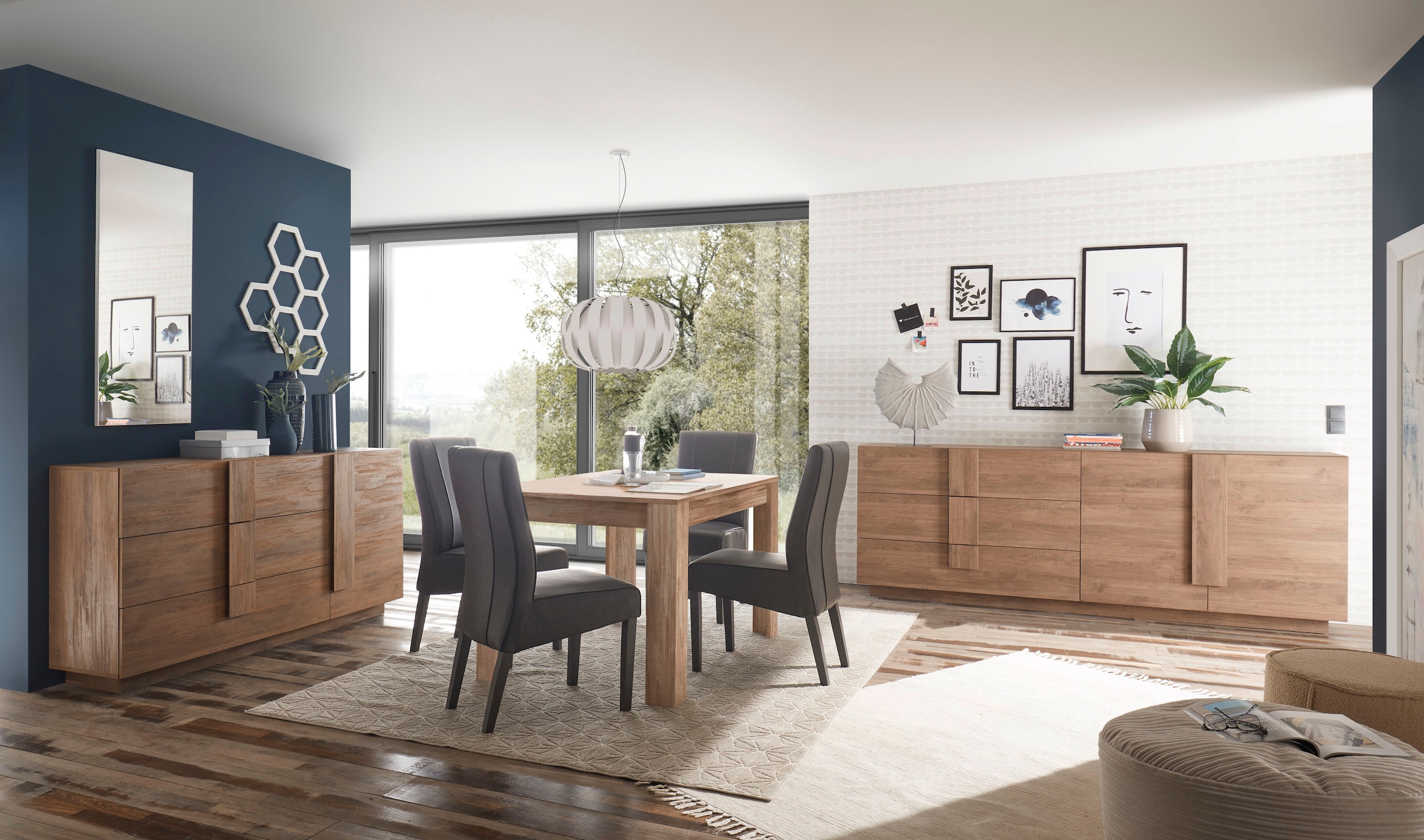 Home affaire Sideboard »Jupiter, Breite 181 cm, Kommode 3 Türen- Soft Closing, 1 Schubkasten« , Anrichte, moderne Griffblende, FSC®, cleveres Stauraumkonzept