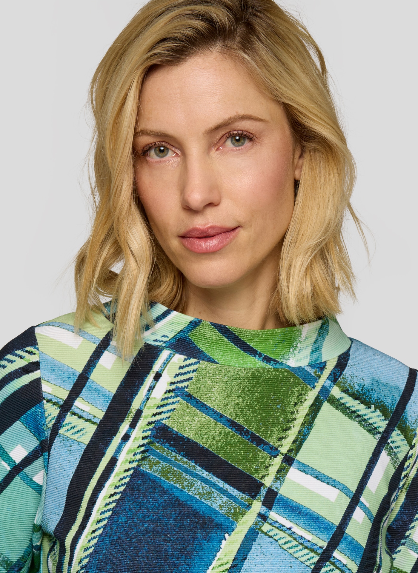 Rabe T-shirt à manches 3/4 mit grafischem Muster und Stehkragen