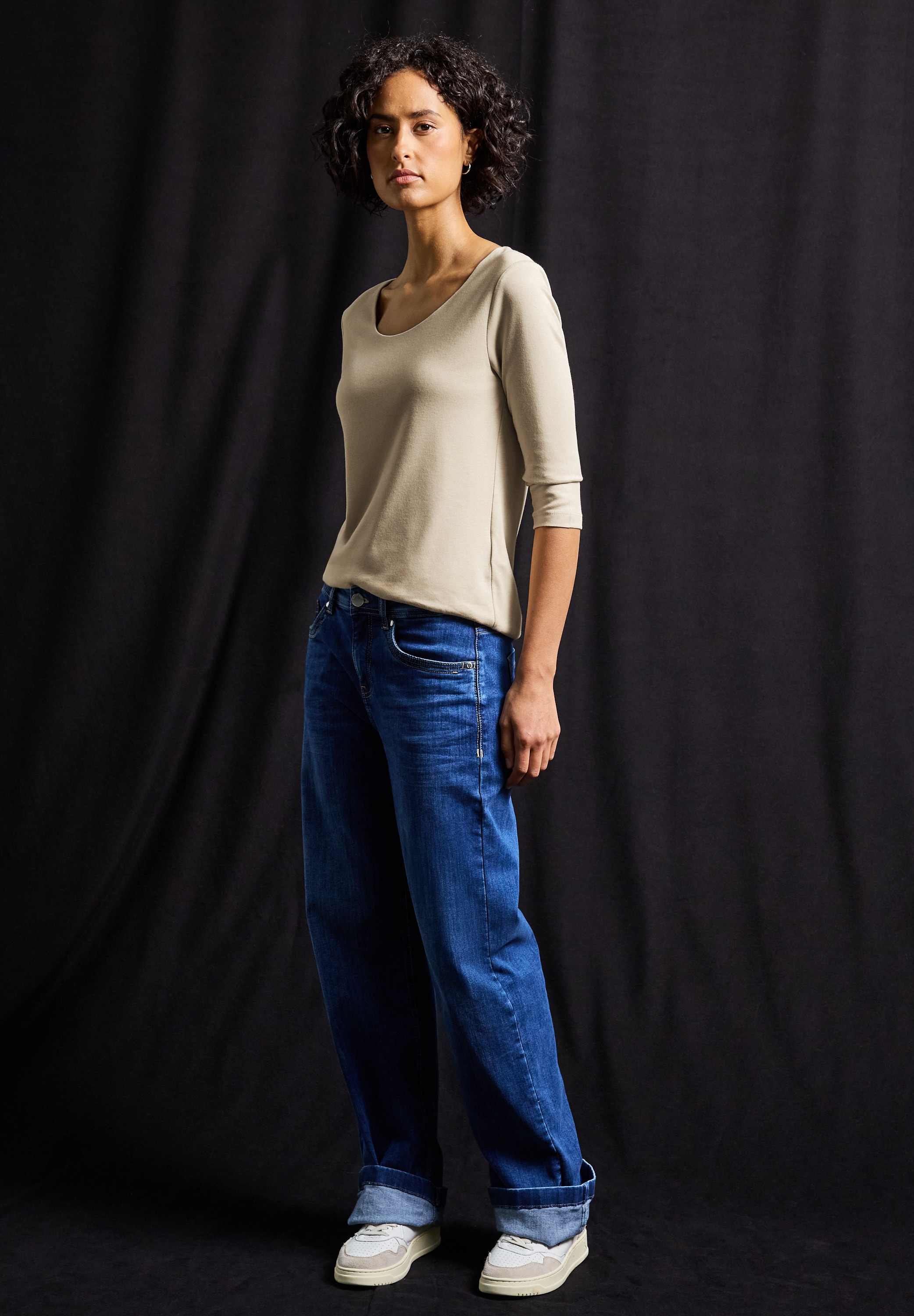 STREET ONE T-shirt à manches 3/4 »Style Pania«, im Basic-Style, mit Rundhals
