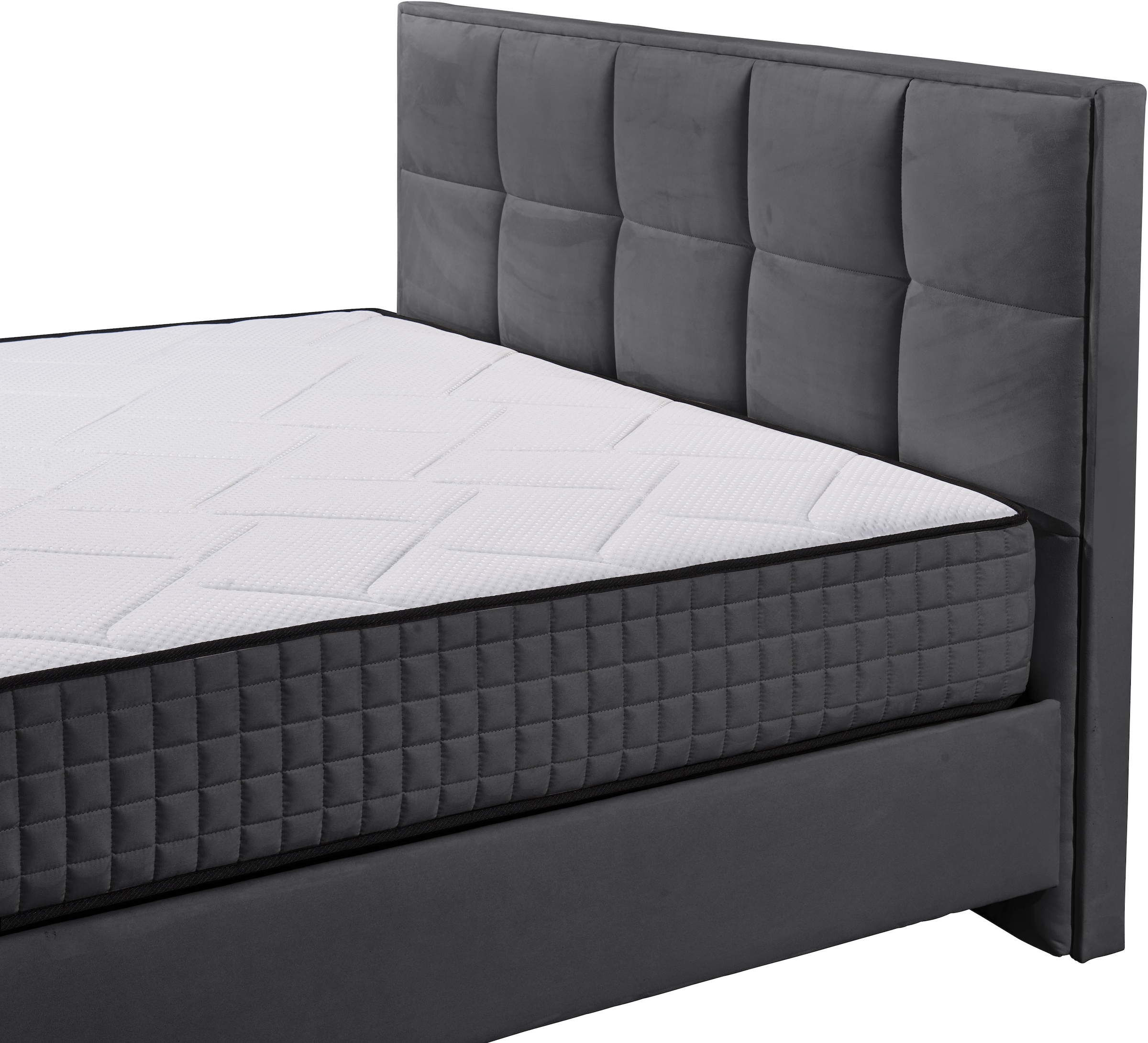 ED EXCITING DESIGN Lit de boxe »Monroe inkl. Bettkasten, erhältlich in den Breiten 160cm & 180cm« Duo-Matratze - feste Seite mit Kokosmatte