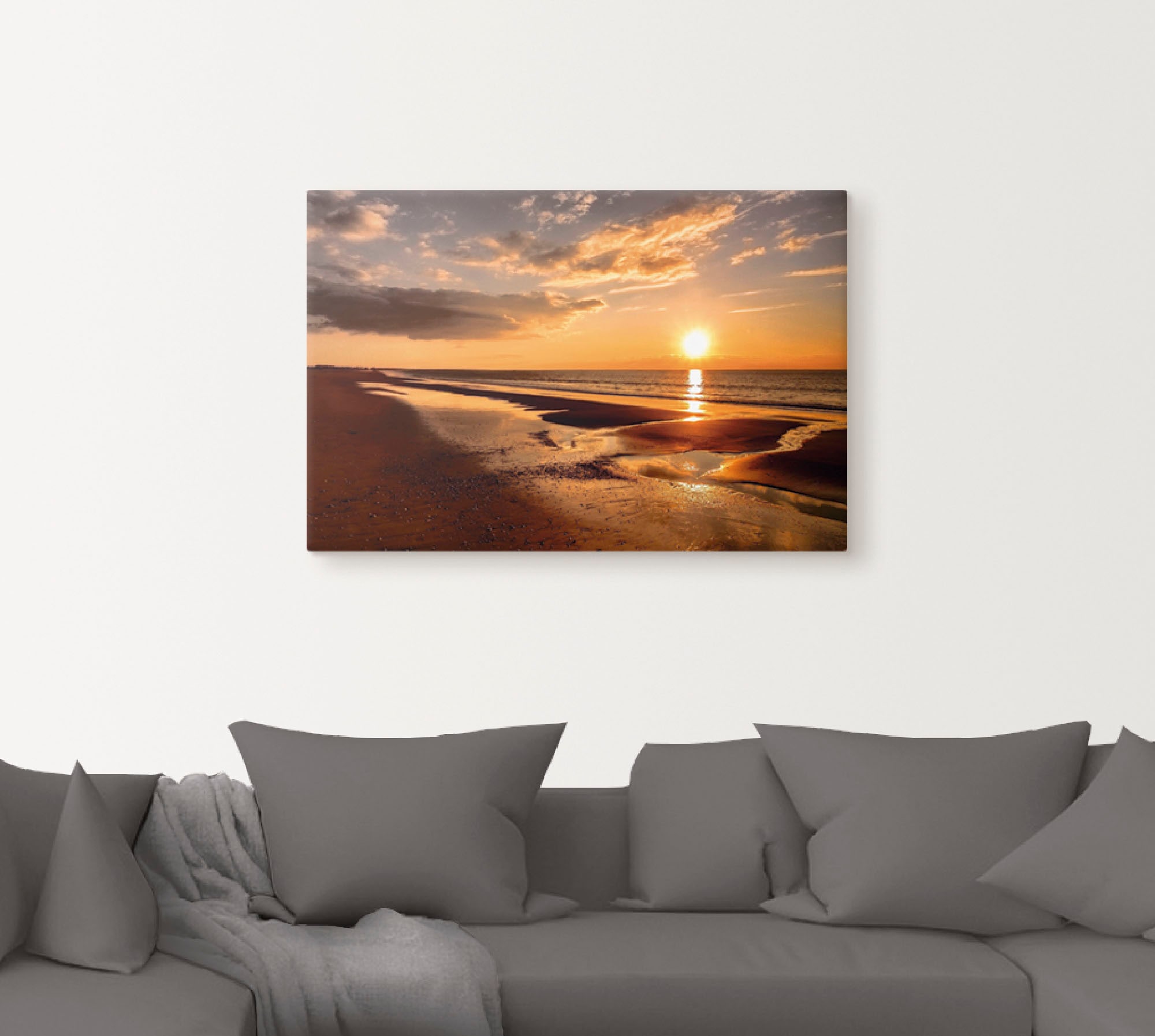 Artland Leinwandbild »Sonnenuntergang am Mittelmeer« Strand 1 Stk. tlg. auf Holzrahmen gespannt