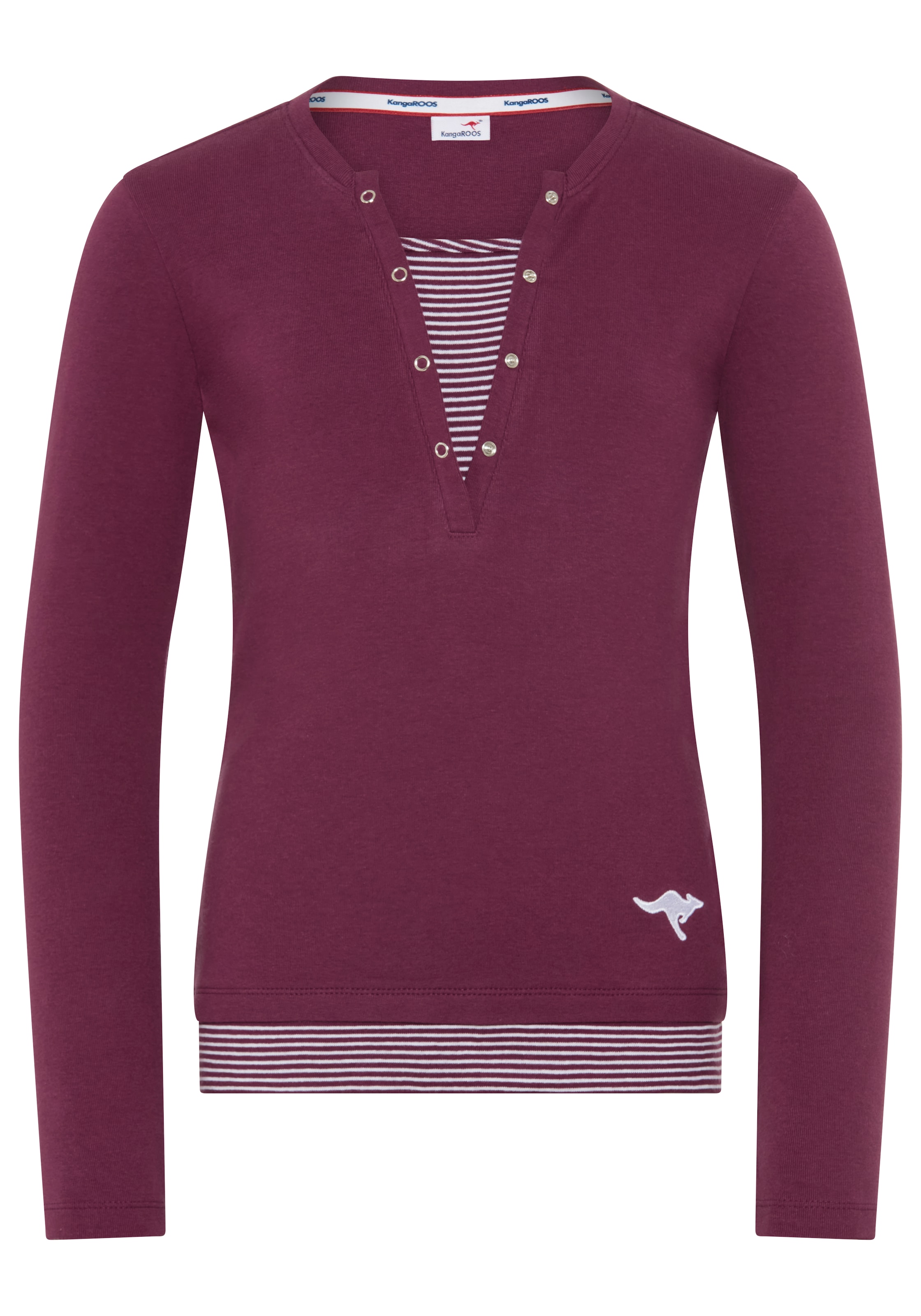 KangaROOS Langarmshirt »Ripp-Shirt in Lagenoptik« modische Auschnitt-Details