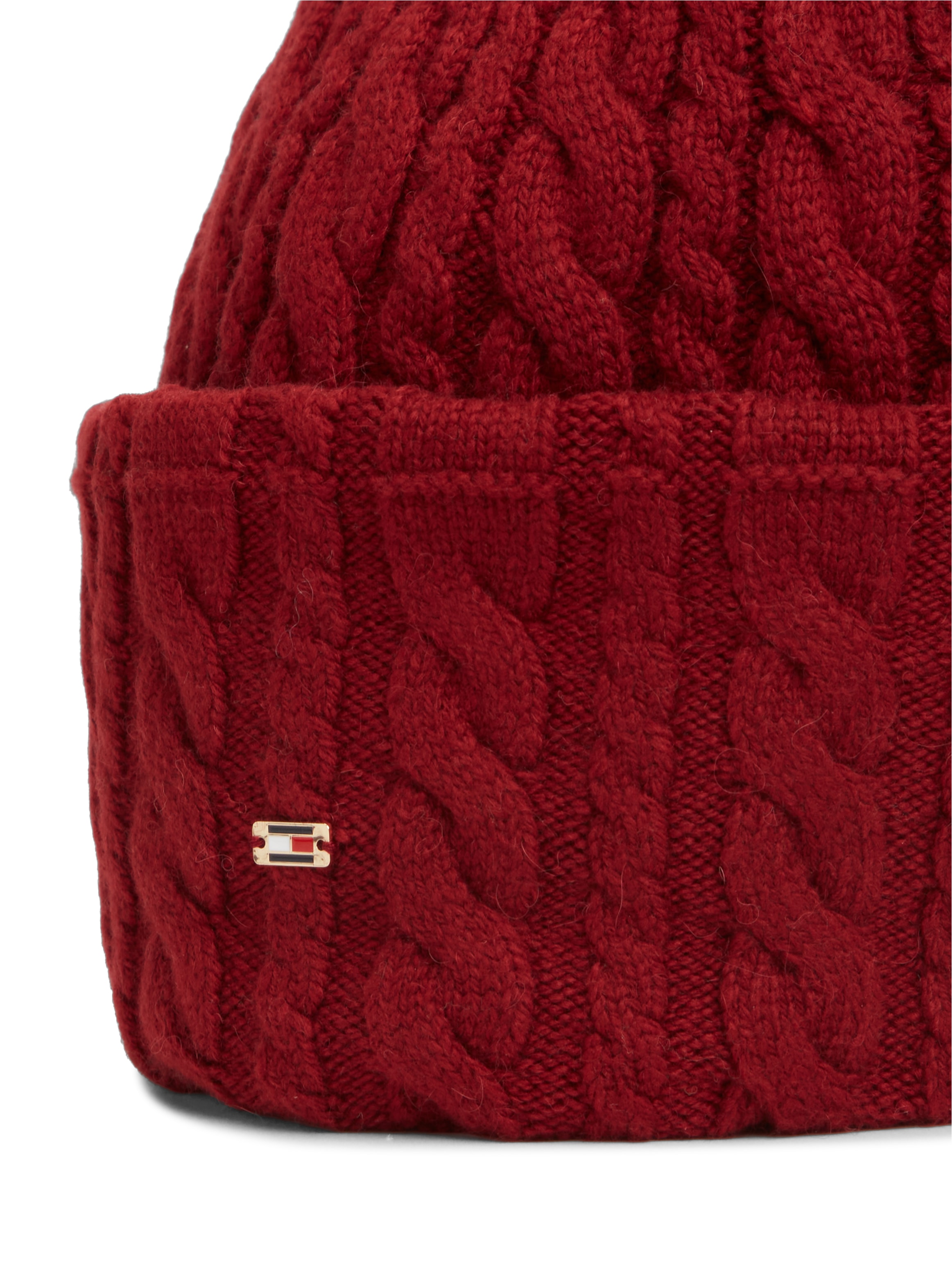Tommy Hilfiger Beanie »ENAMEL FLAG CABLE« mit Alpakawolle und Zopfmuster